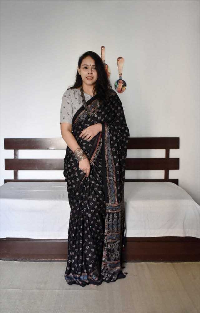 YNF Wholesale Muslin Silk Hand Block Printed Silk Saree KESH682 Aamira | Surat Manufacturer