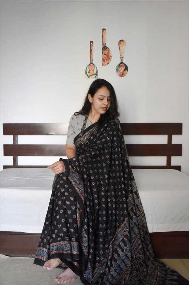 YNF Wholesale Muslin Silk Hand Block Printed Silk Saree KESH682 Aamira | Surat Manufacturer