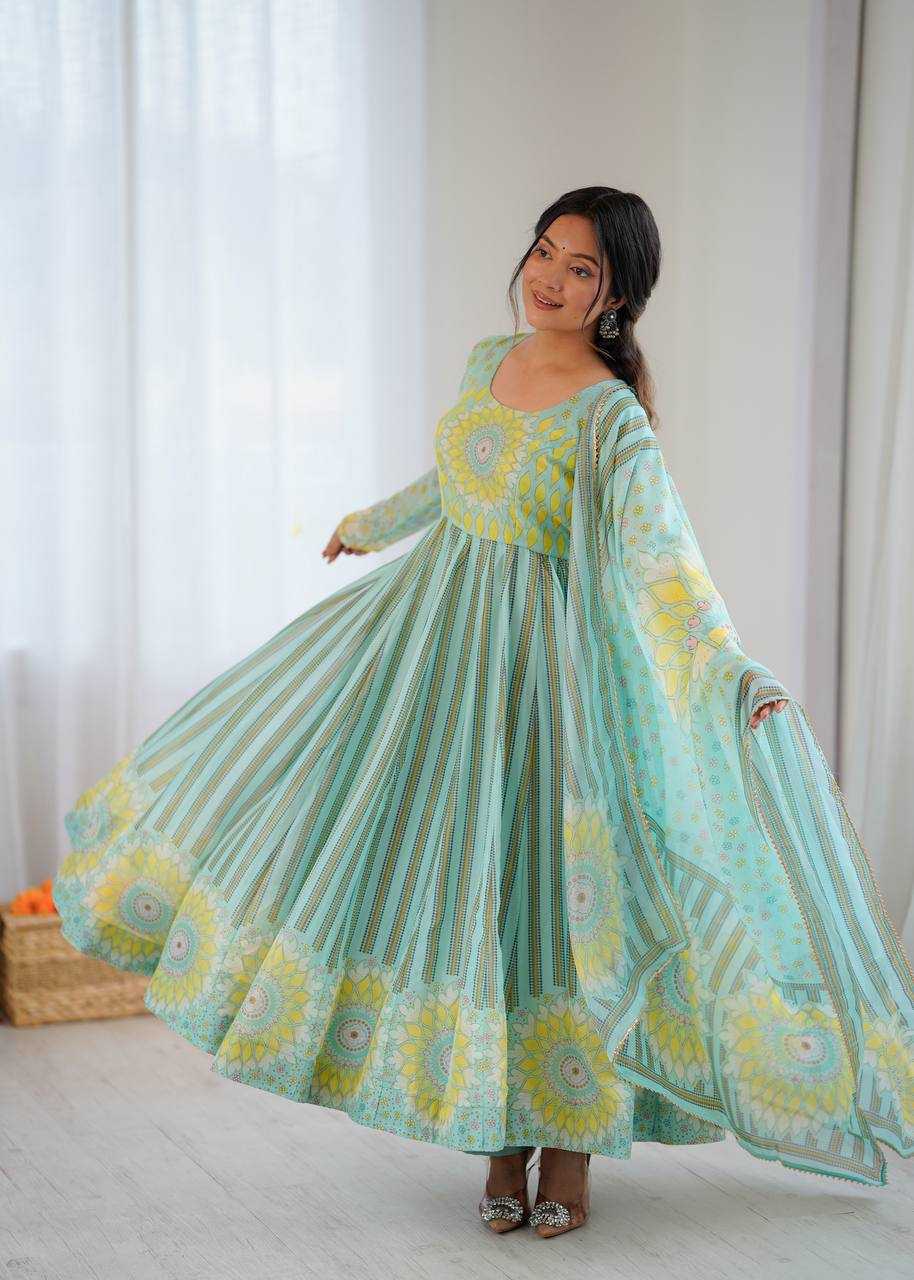 YNF Wholesale Organza Printed Gowns KESH617 40 | Surat Manufacturer
