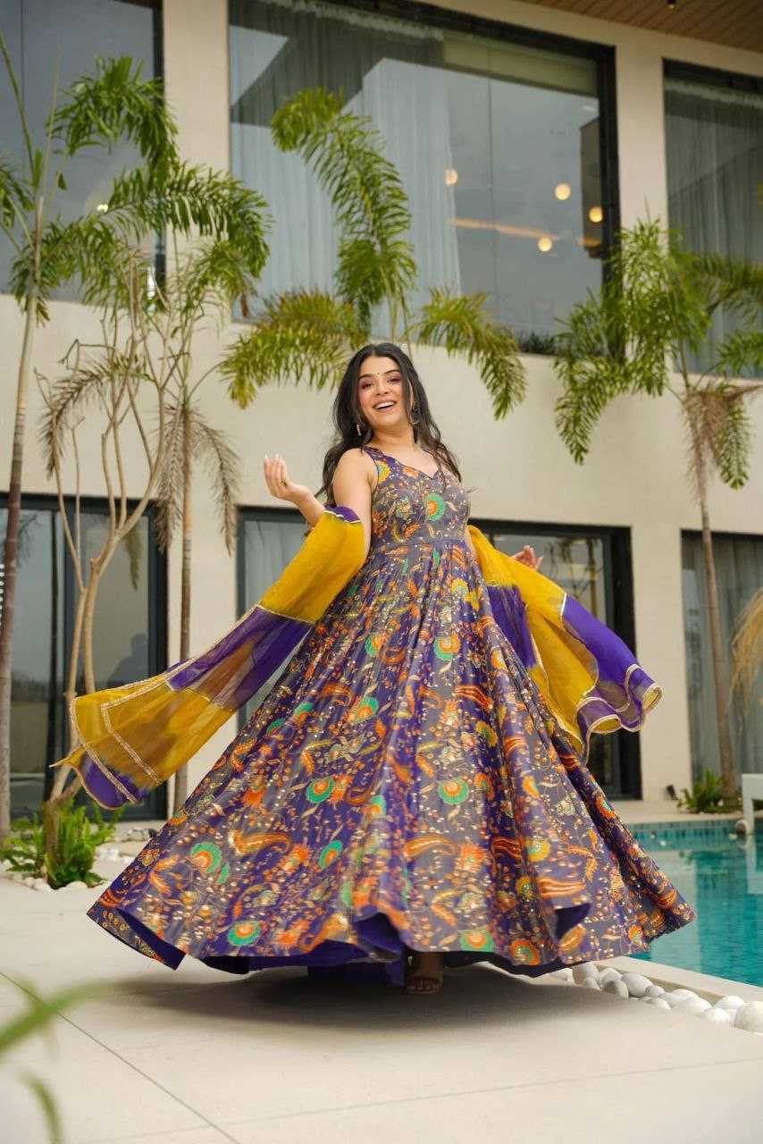 YNF Wholesale Organza Silk Printed Gowns KESH154 1157 | Surat Manufacturer