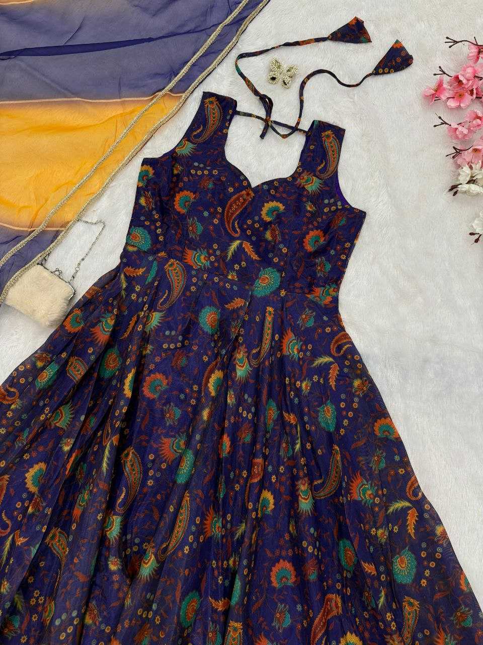 YNF Wholesale Organza Silk Printed Gowns KESH154 1157 | Surat Manufacturer