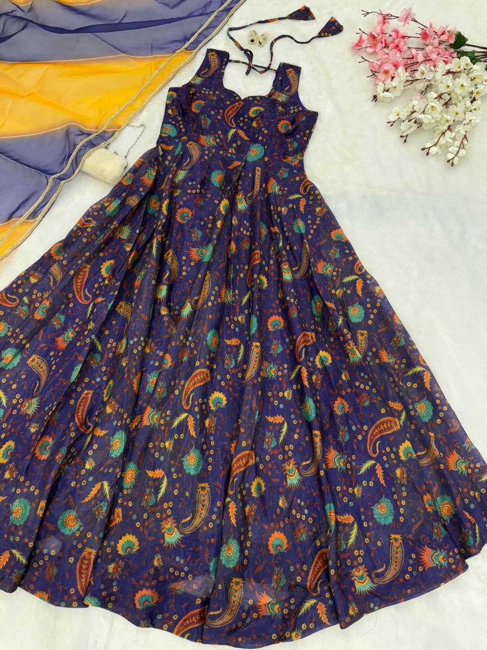 YNF Wholesale Organza Silk Printed Gowns KESH154 1157 | Surat Manufacturer