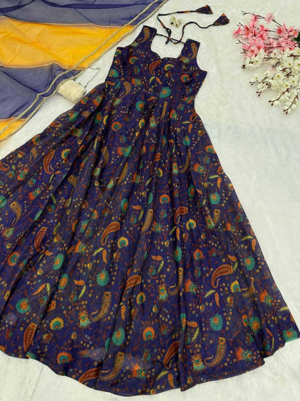 YNF Wholesale Organza Silk Printed Gowns KESH154 1157 | Surat Manufacturer