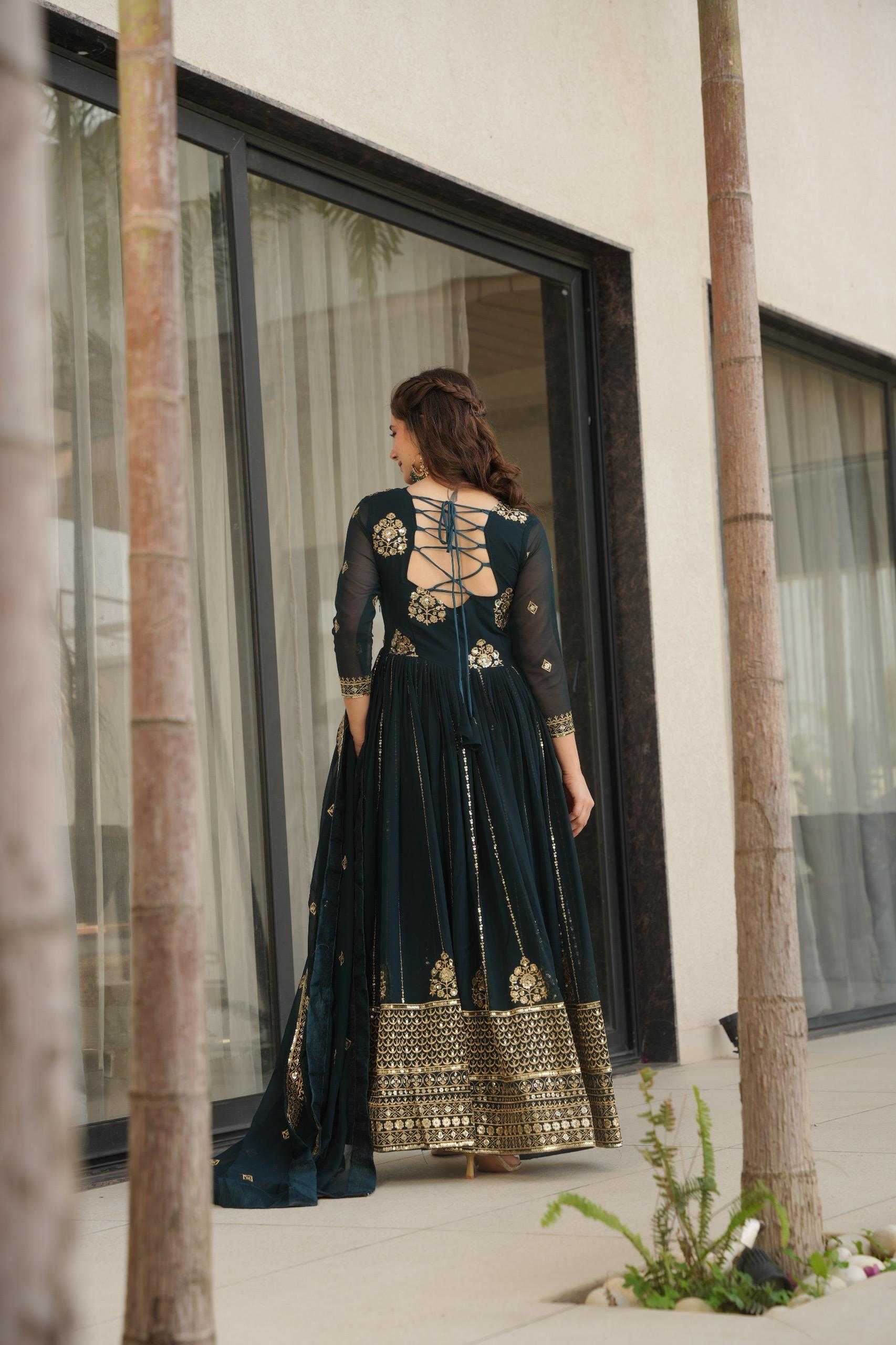 Ynf Premium Georgette  Gowns Wholesale Fancy Gowns Georgette Gown Embroidered Gown Manufacturer - YNF Online