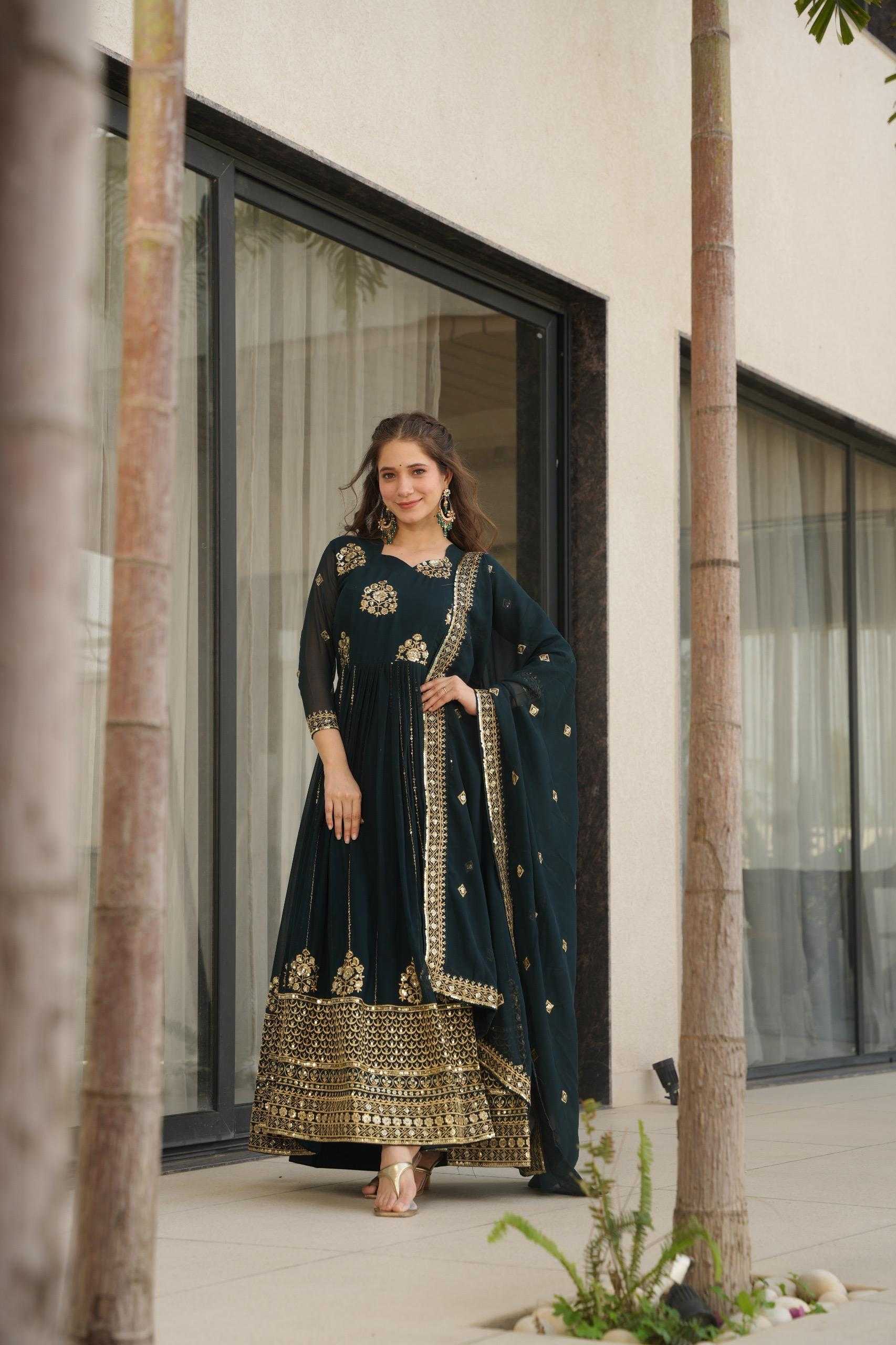 Ynf Premium Georgette  Gowns Wholesale Fancy Gowns Georgette Gown Embroidered Gown Manufacturer - YNF Online