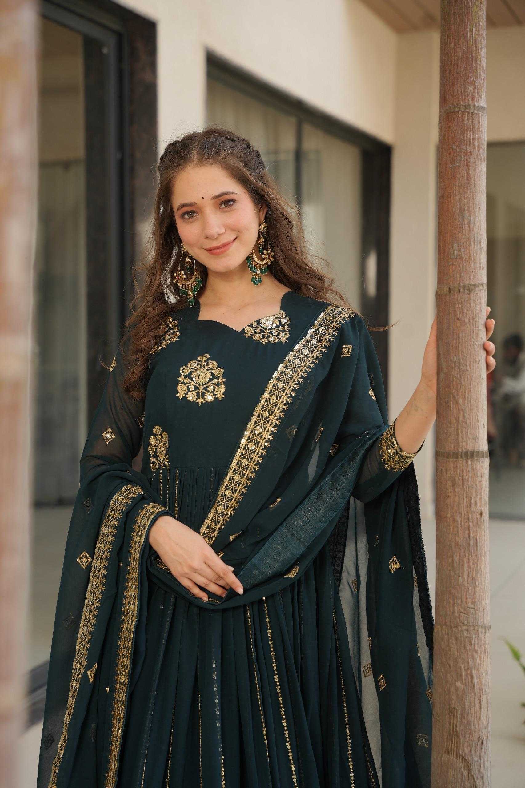 Ynf Premium Georgette  Gowns Wholesale Fancy Gowns Georgette Gown Embroidered Gown Manufacturer - YNF Online
