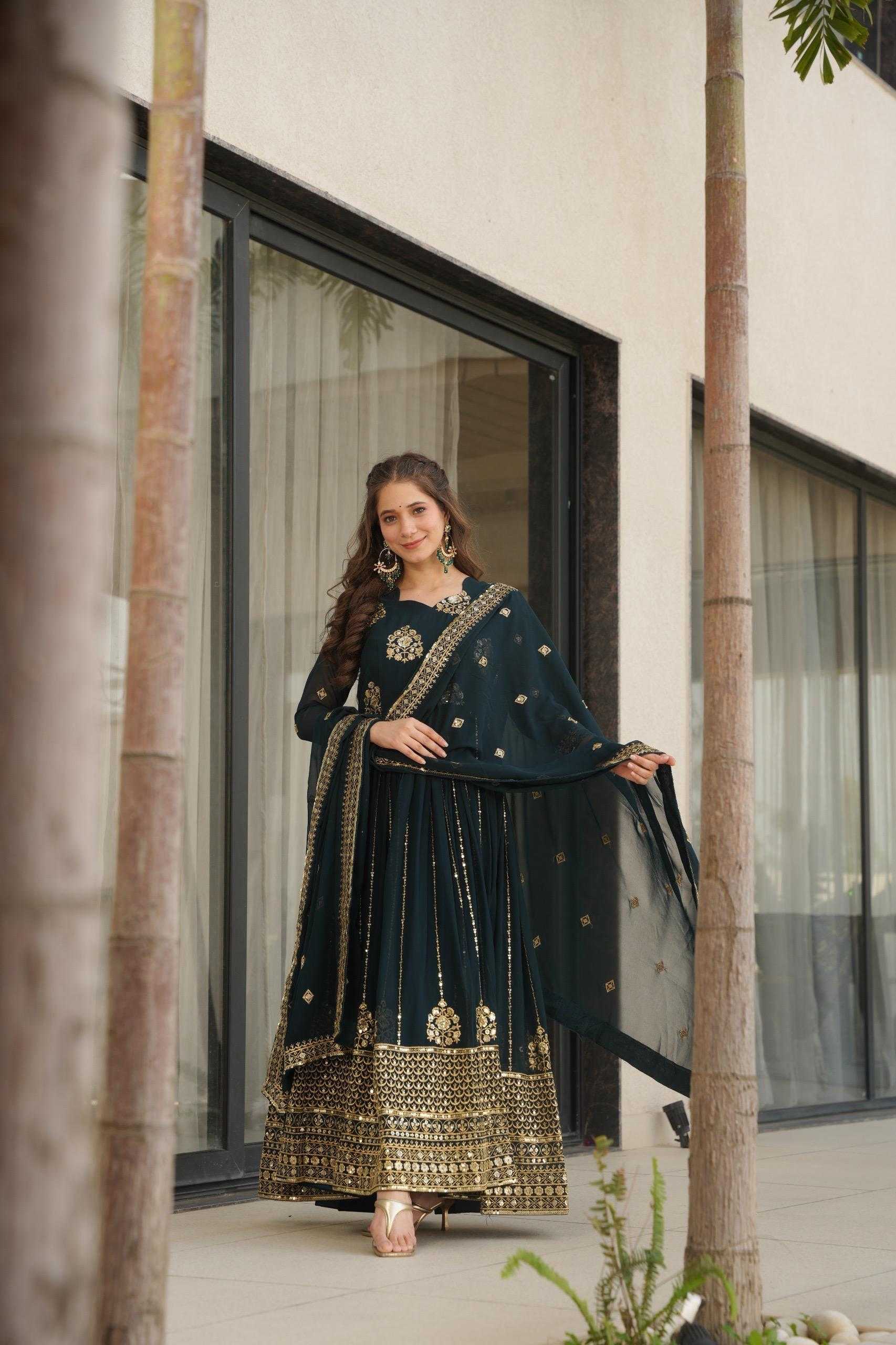 Ynf Premium Georgette  Gowns Wholesale Fancy Gowns Georgette Gown Embroidered Gown Manufacturer - YNF Online