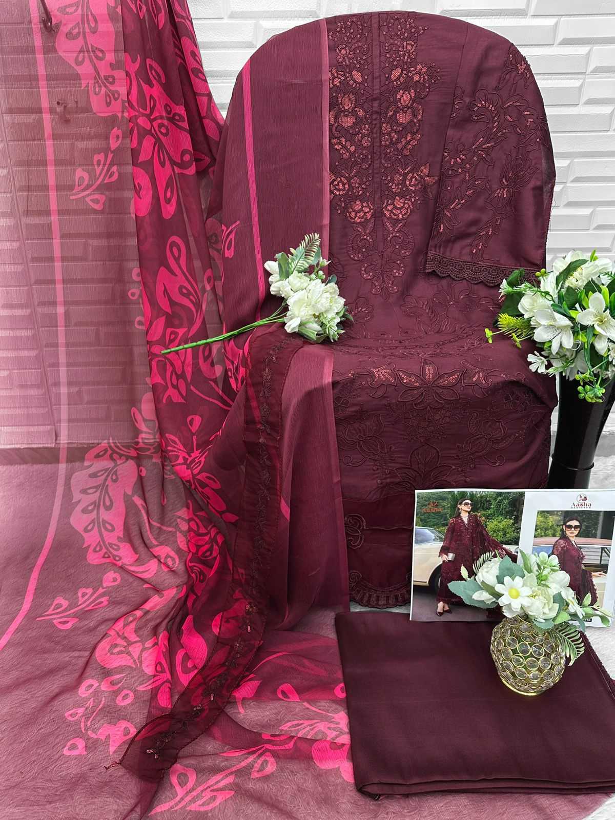 YNF Wholesale Reyon Cotton Pakistani Suits KESH677 AASHA DESIGNER 1202 | Surat Manufacturer