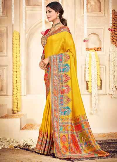 Ynf Russian Silk  Sarees Wholesale Printed Sarees Striped Sarees Festive Sarees Manufacturer - YNF Online