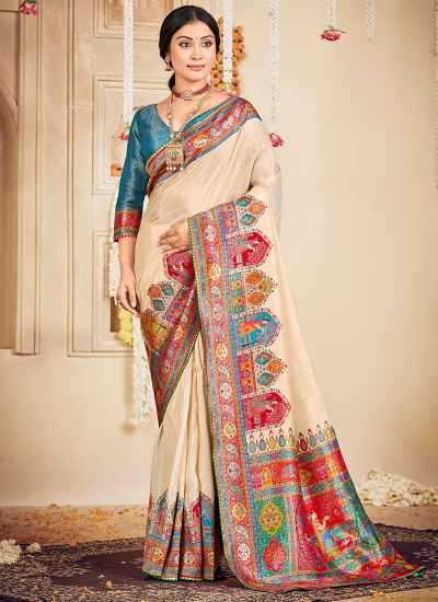 Ynf Russian Silk  Sarees Wholesale Printed Sarees Striped Sarees Festive Sarees Manufacturer - YNF Online