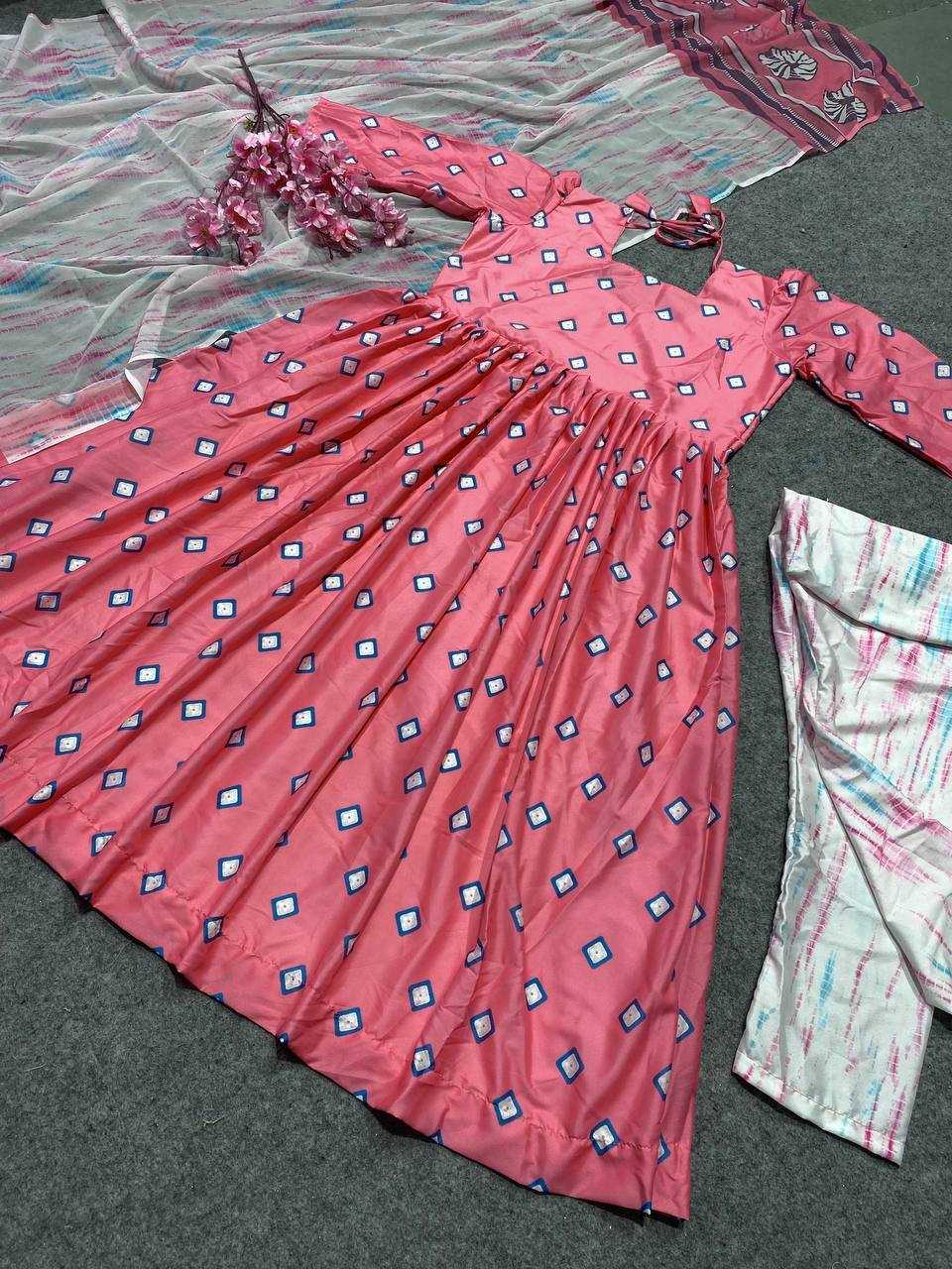 YNF Wholesale Satin Printed Gowns KESH526 2029 | Surat Manufacturer