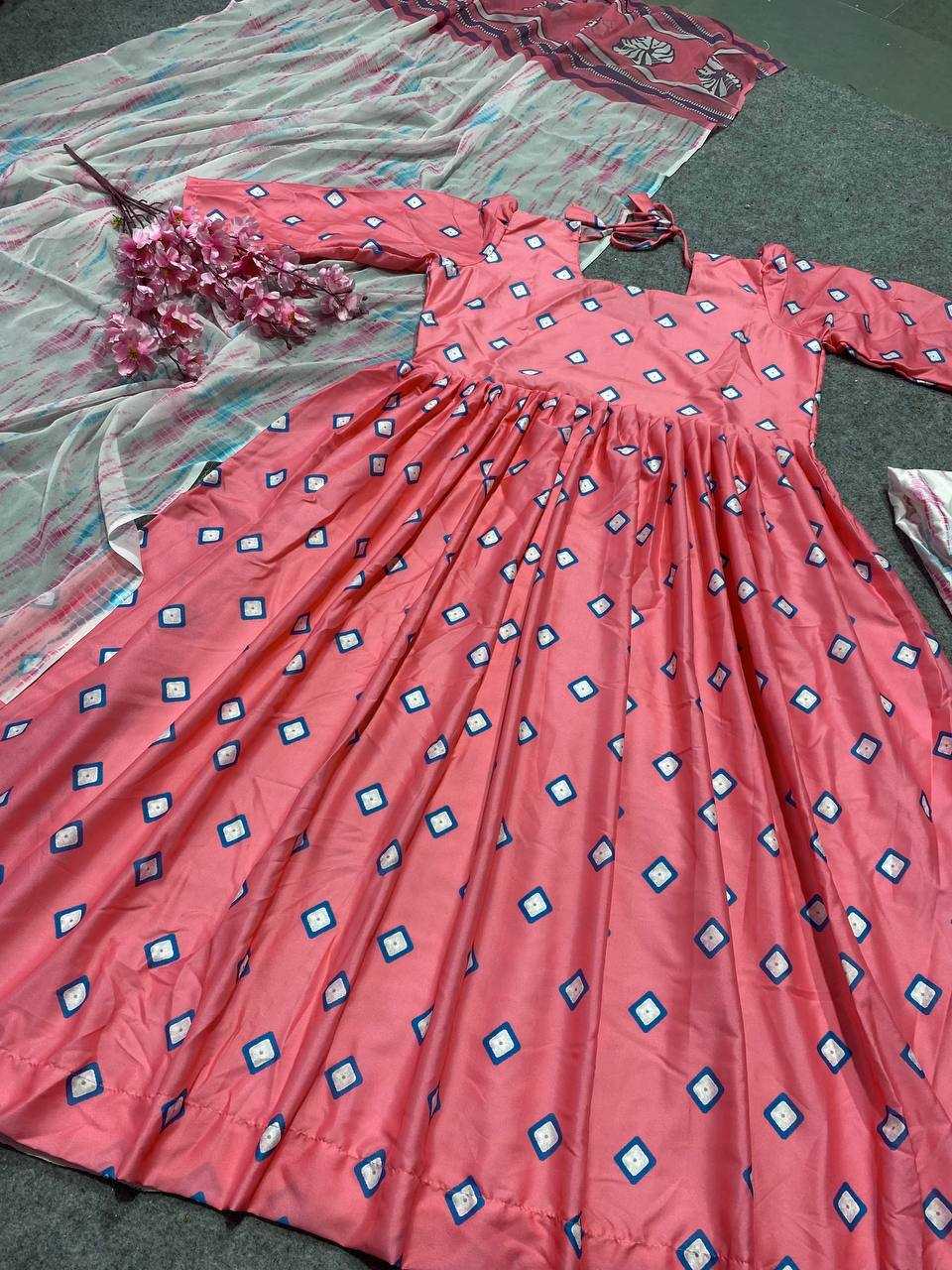 YNF Wholesale Satin Printed Gowns KESH526 2029 | Surat Manufacturer