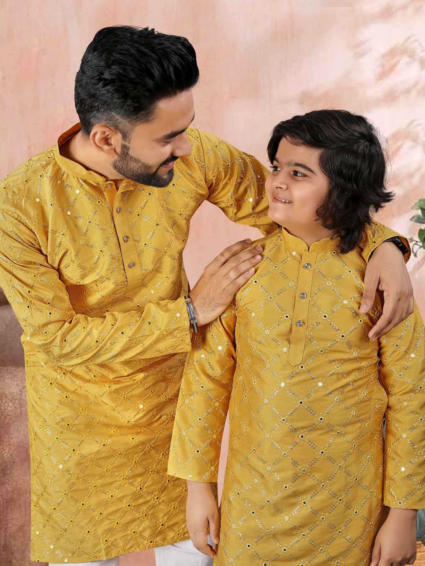 YNF Wholesale Soft Silk Boys Kurta Pyjama KESH747 GOLDEN | Surat Manufacturer
