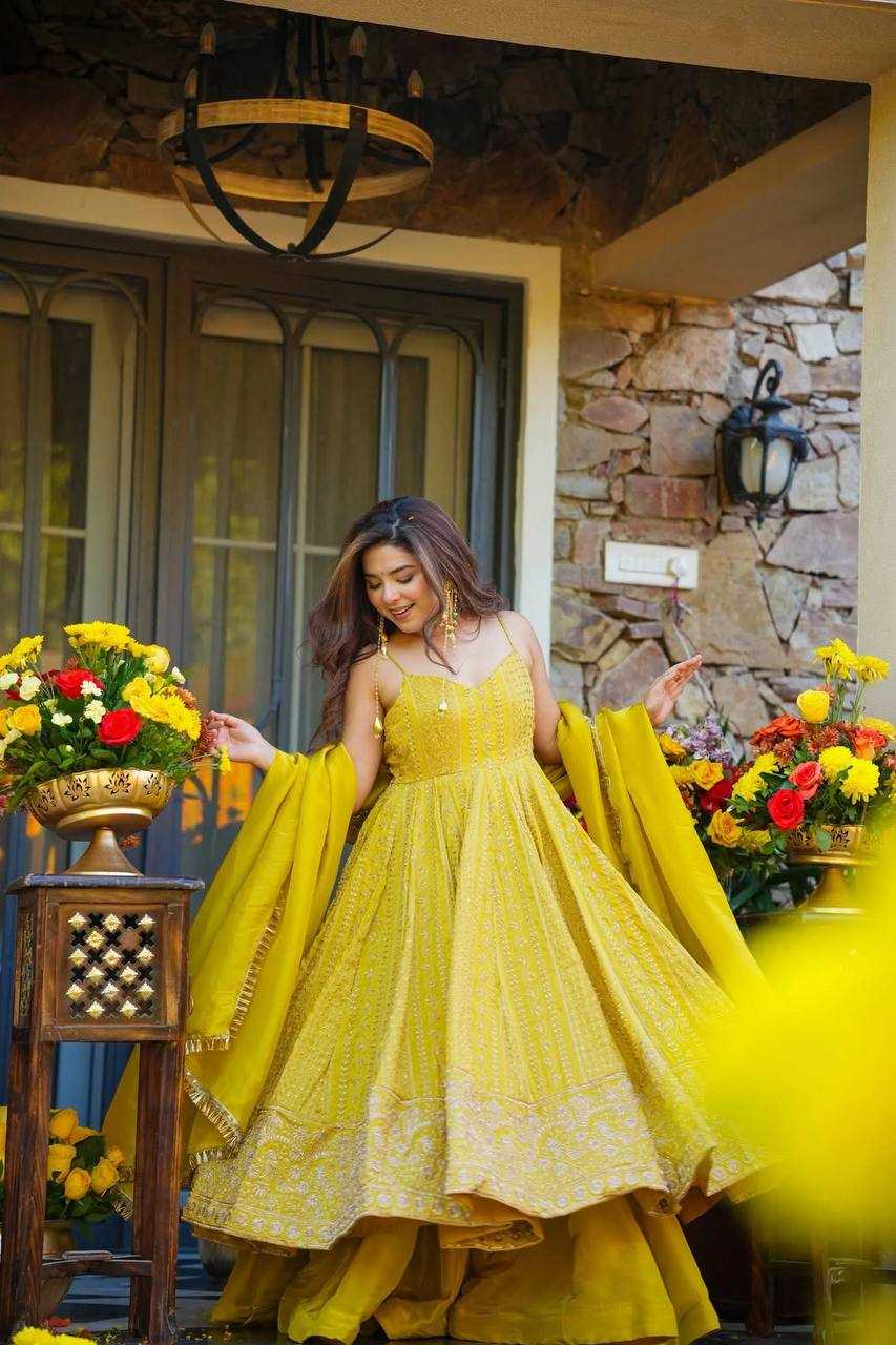 YNF Wholesale Tabby Silk Organza Embroidery Gowns KESH104 TD-6118 | Surat Manufacturer