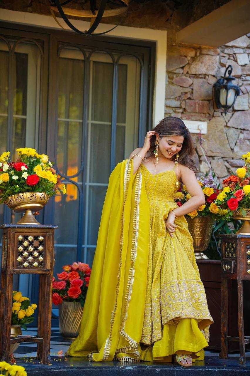 YNF Wholesale Tabby Silk Organza Embroidery Gowns KESH104 TD-6118 | Surat Manufacturer