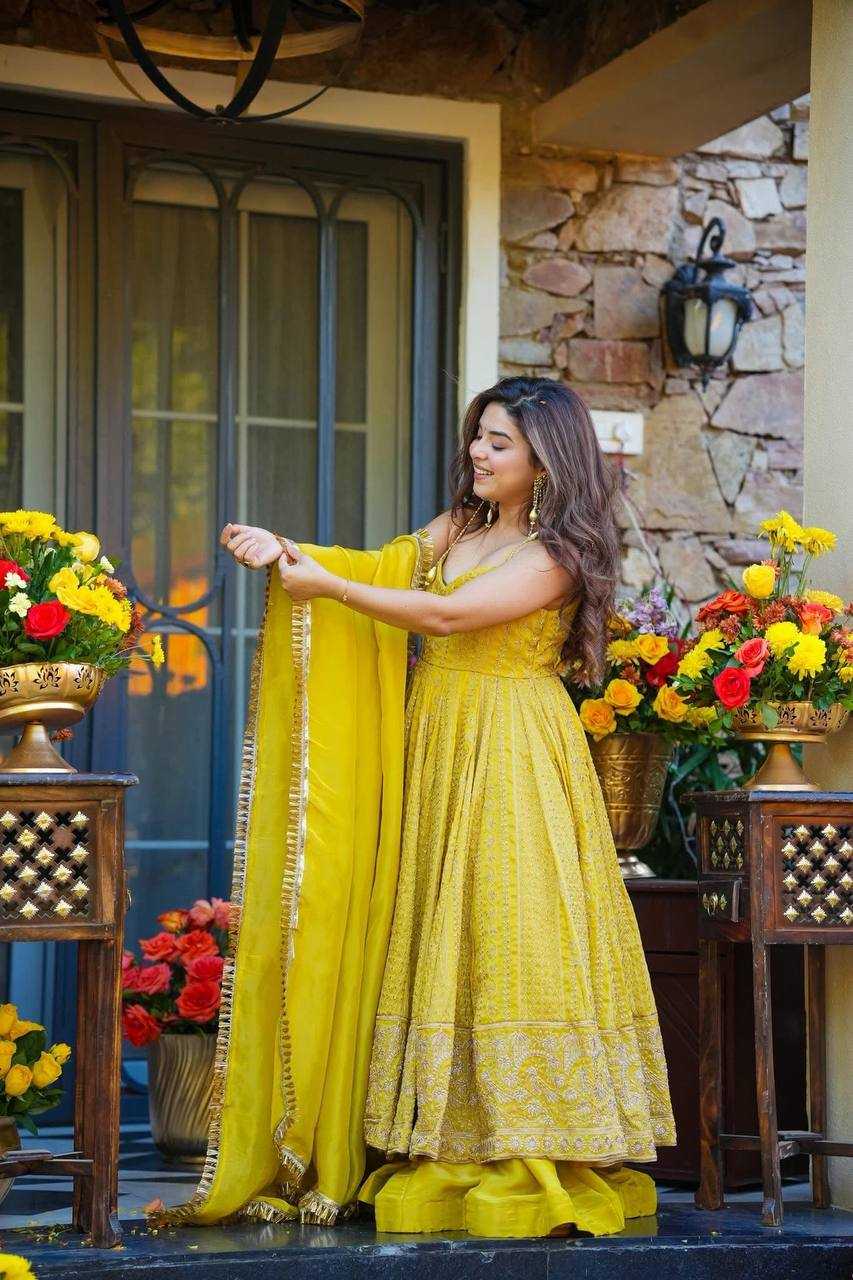 YNF Wholesale Tabby Silk Organza Embroidery Gowns KESH104 TD-6118 | Surat Manufacturer