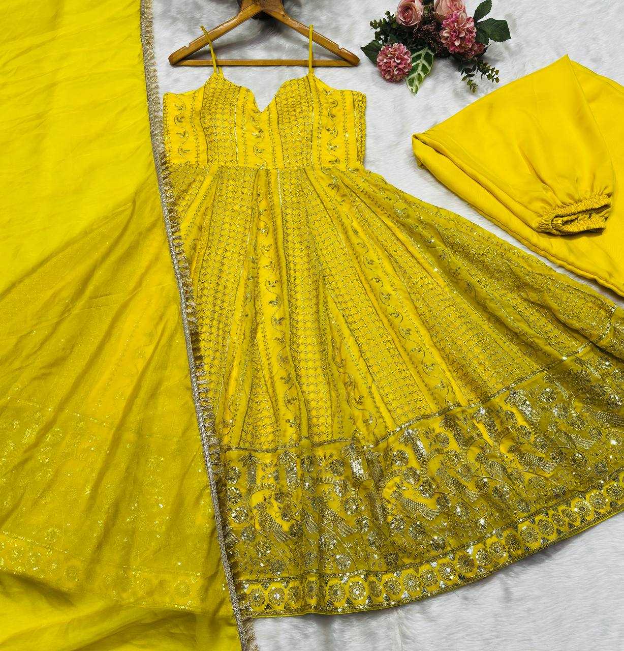 YNF Wholesale Tabby Silk Organza Embroidery Gowns KESH104 TD-6118 | Surat Manufacturer