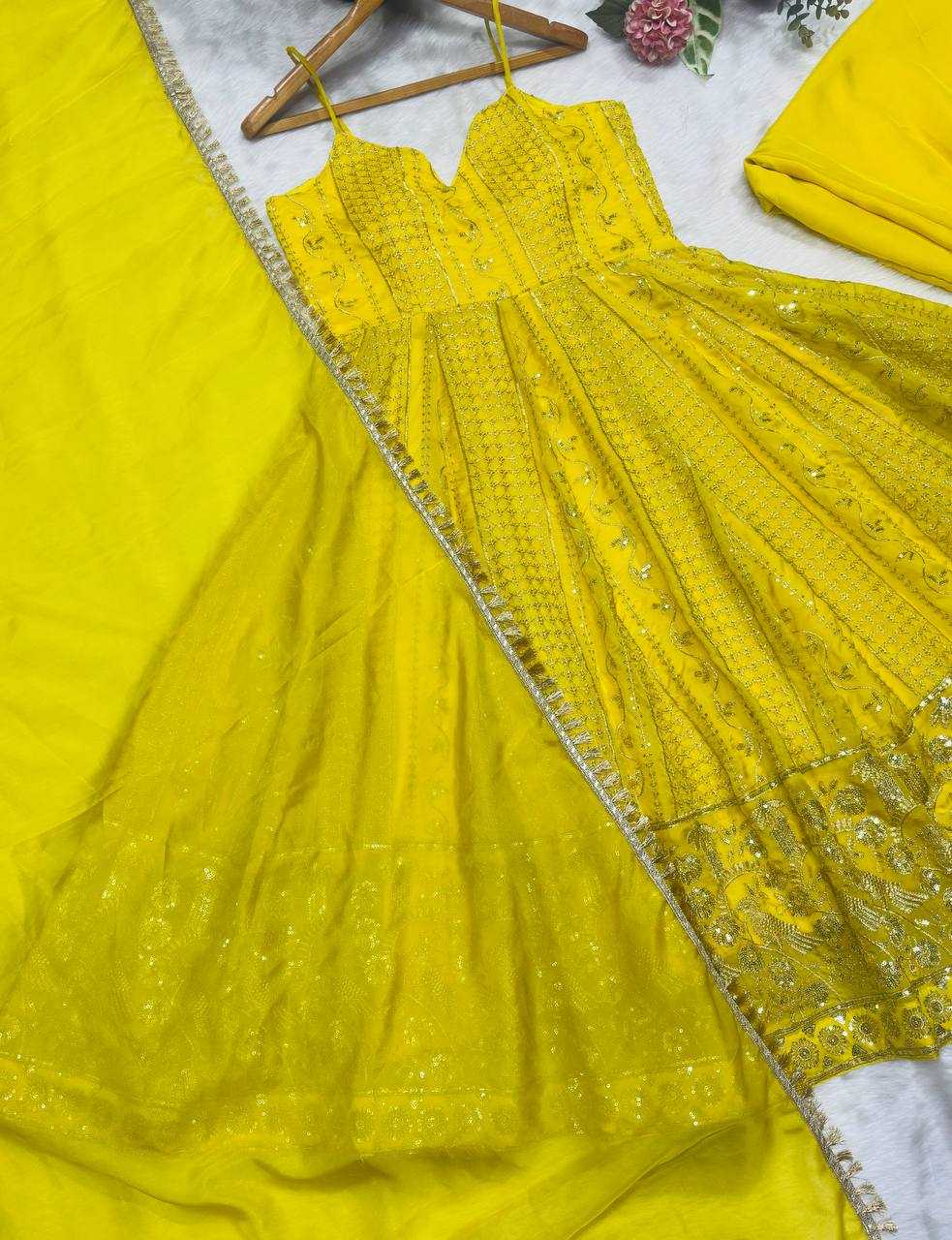 YNF Wholesale Tabby Silk Organza Embroidery Gowns KESH104 TD-6118 | Surat Manufacturer