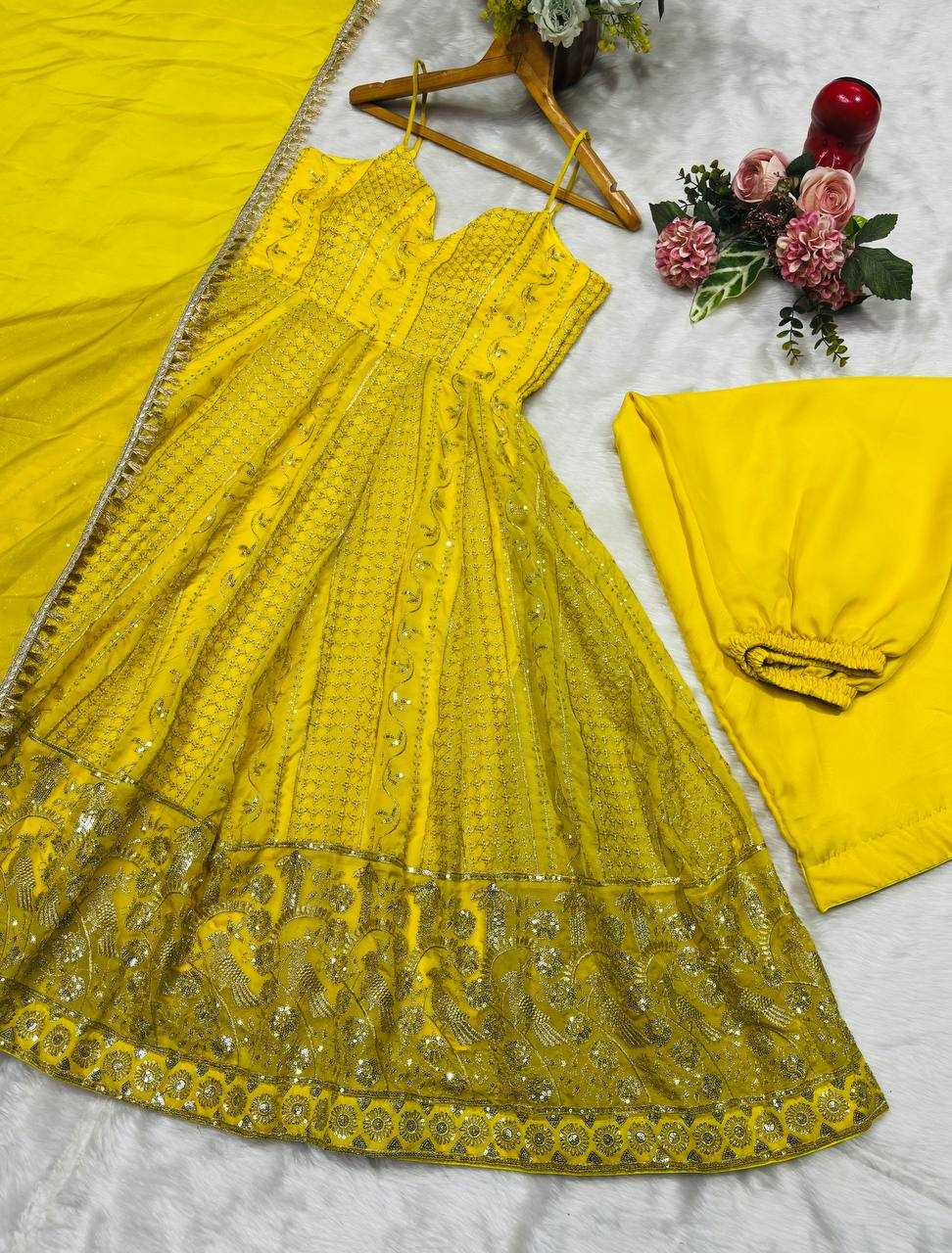 YNF Wholesale Tabby Silk Organza Embroidery Gowns KESH104 TD-6118 | Surat Manufacturer