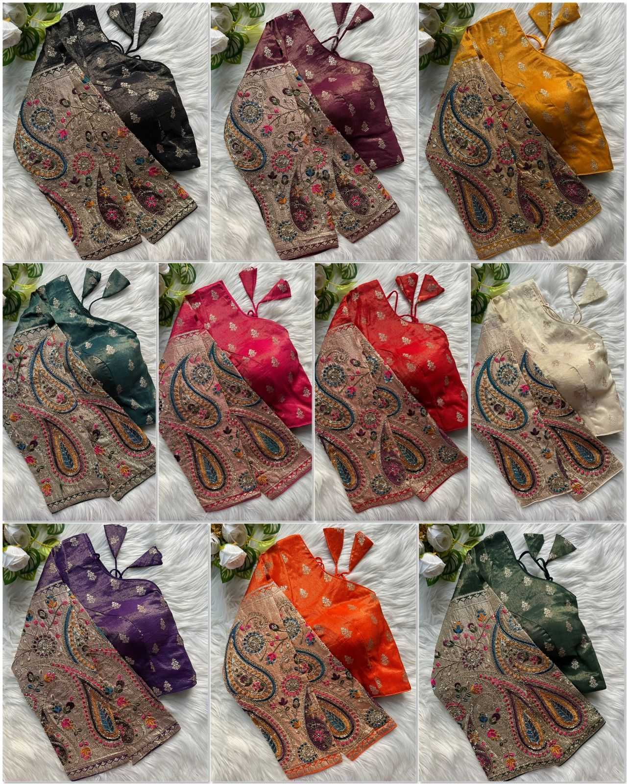 Ynf Tissue  Readymade Blouses Festive Collections Wholesale Designer Blouse Embroidered Blouses Navratri Blouses Manufacturer - YNF Online