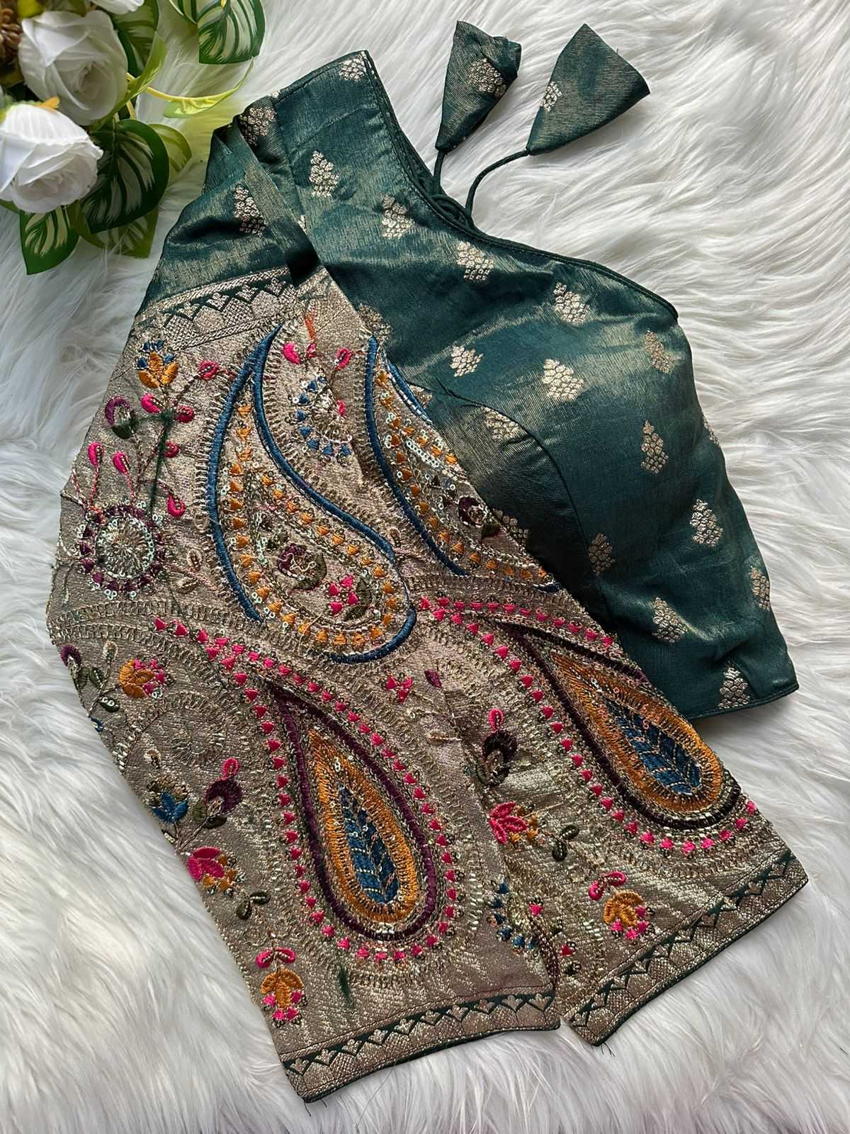 Ynf Tissue  Readymade Blouses Festive Collections Wholesale Designer Blouse Embroidered Blouses Navratri Blouses Manufacturer - YNF Online