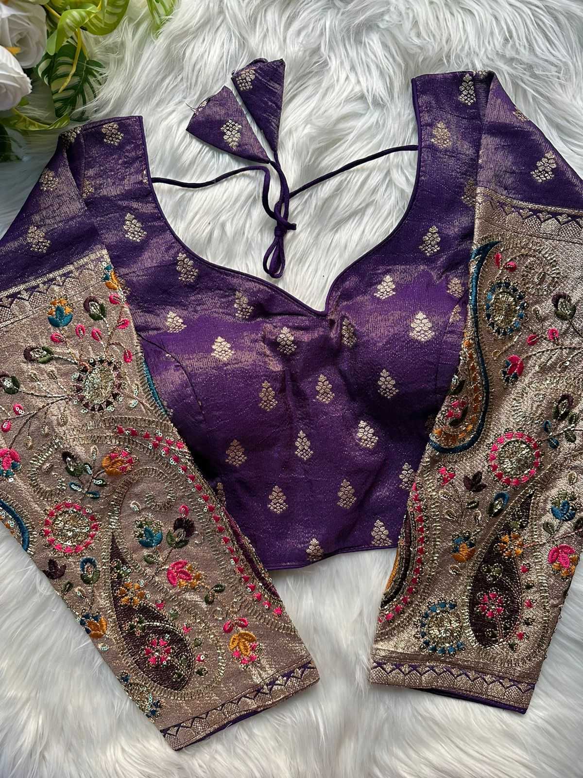 Ynf Tissue  Readymade Blouses Festive Collections Wholesale Designer Blouse Embroidered Blouses Navratri Blouses Manufacturer - YNF Online