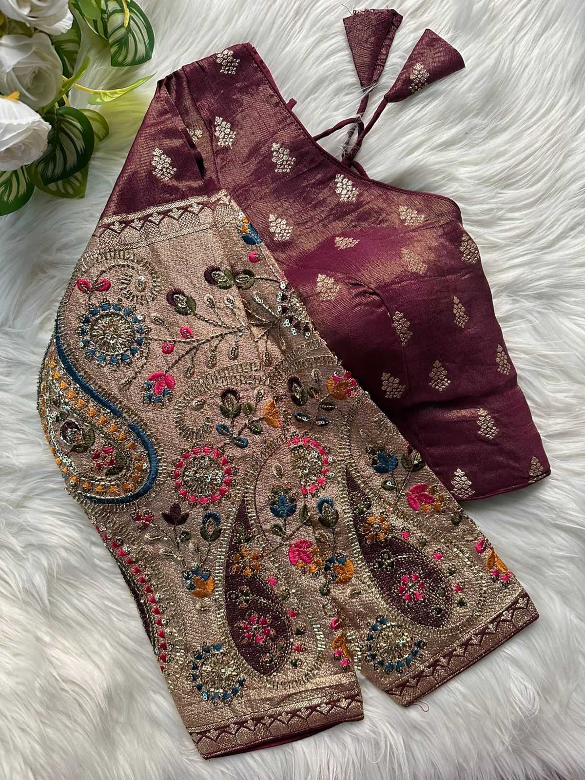 Ynf Tissue  Readymade Blouses Festive Collections Wholesale Designer Blouse Embroidered Blouses Navratri Blouses Manufacturer - YNF Online