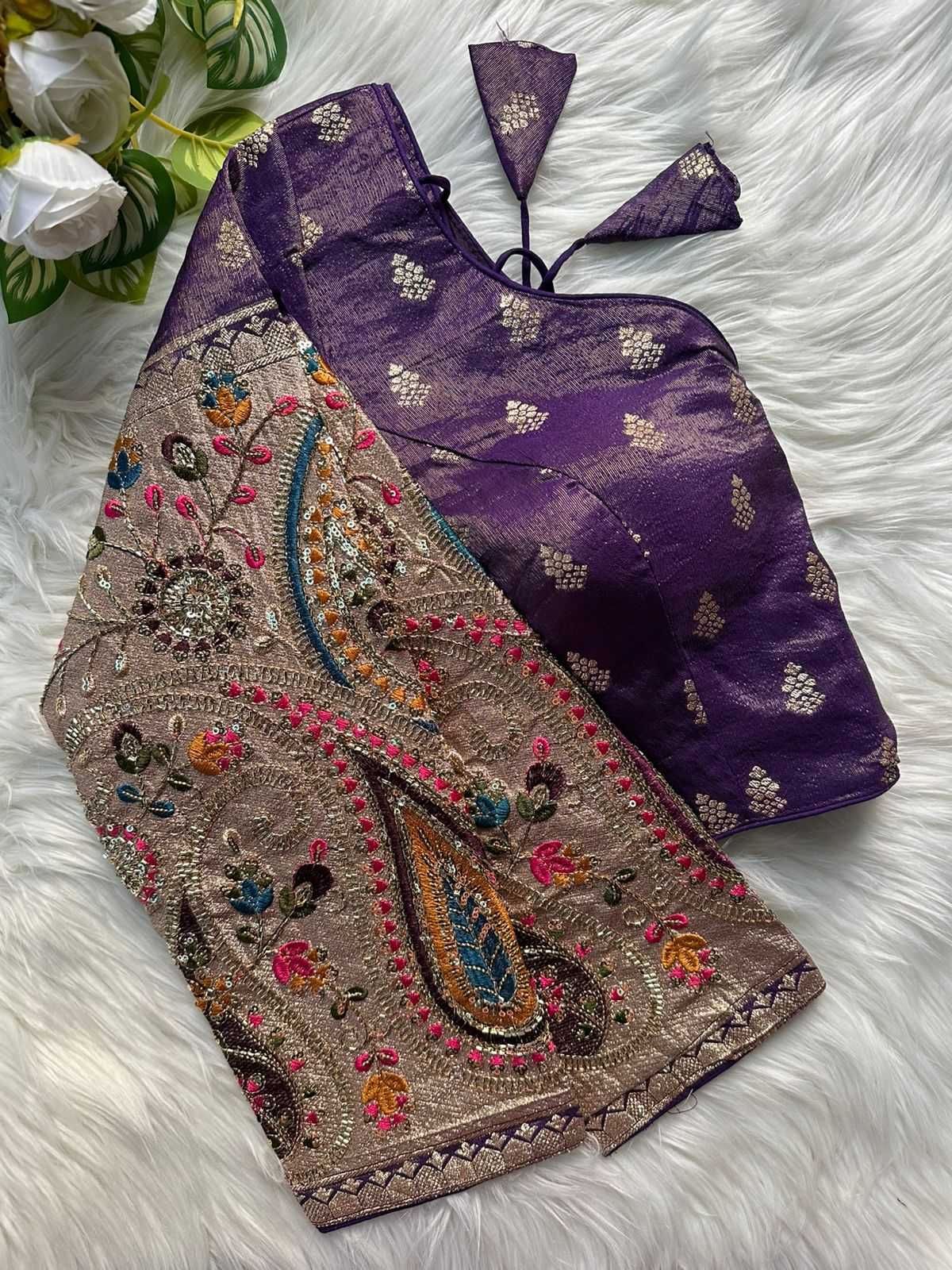 Ynf Tissue  Readymade Blouses Festive Collections Wholesale Designer Blouse Embroidered Blouses Navratri Blouses Manufacturer - YNF Online