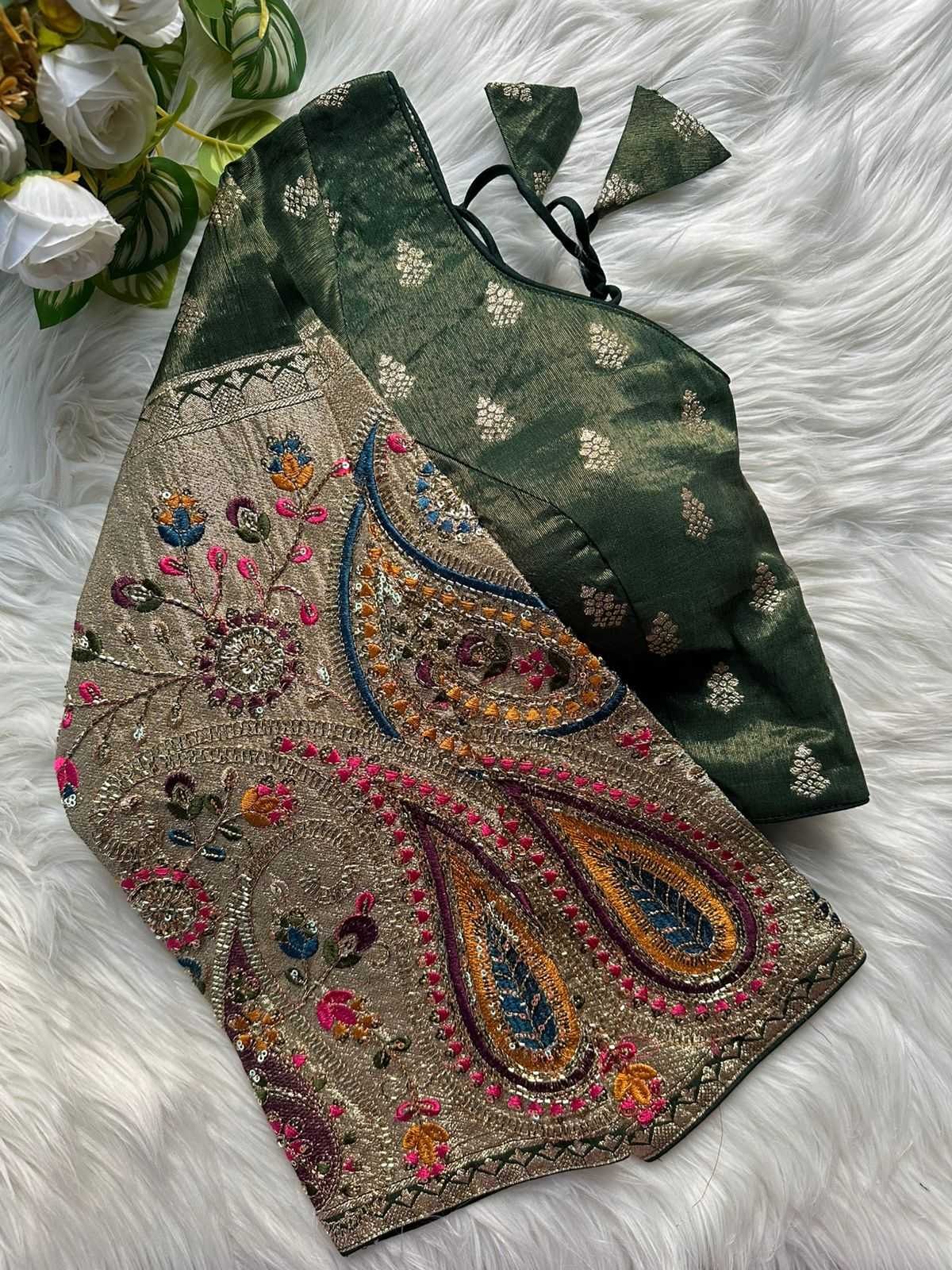 Ynf Tissue  Readymade Blouses Festive Collections Wholesale Designer Blouse Embroidered Blouses Navratri Blouses Manufacturer - YNF Online