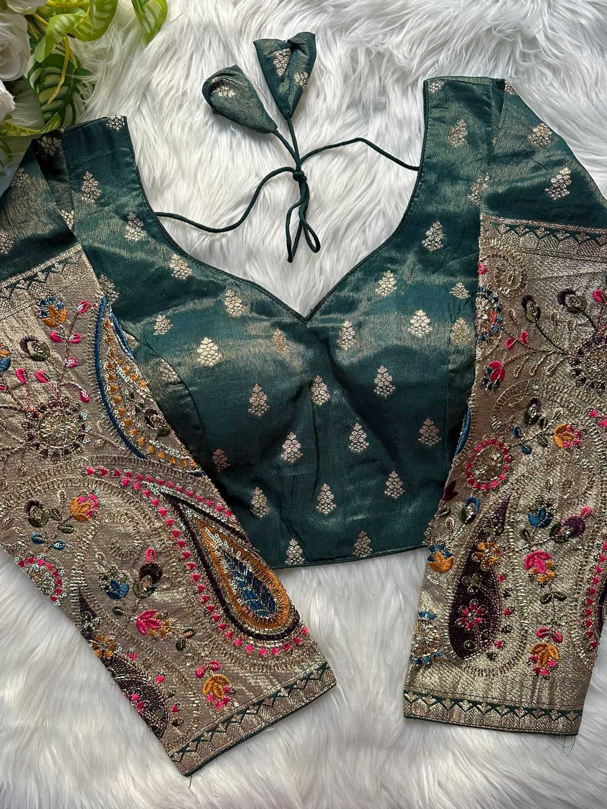 Ynf Tissue  Readymade Blouses Festive Collections Wholesale Designer Blouse Embroidered Blouses Navratri Blouses Manufacturer - YNF Online