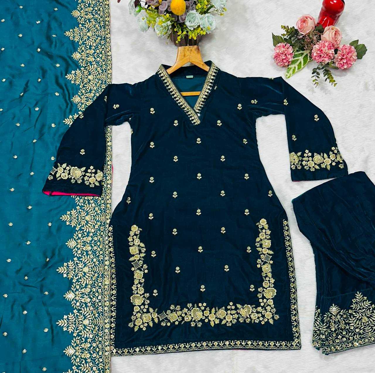 Ynf Velvet  Suits & Dresses Bollywood Collections Wholesale Embroidery Suits Sonakshi Sinha Collections Zari Work Suit Designer Suits Manufacturer - YNF Online