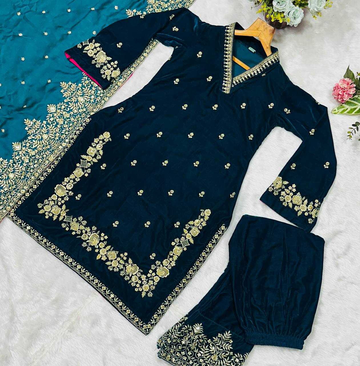 Ynf Velvet  Suits & Dresses Bollywood Collections Wholesale Embroidery Suits Sonakshi Sinha Collections Zari Work Suit Designer Suits Manufacturer - YNF Online