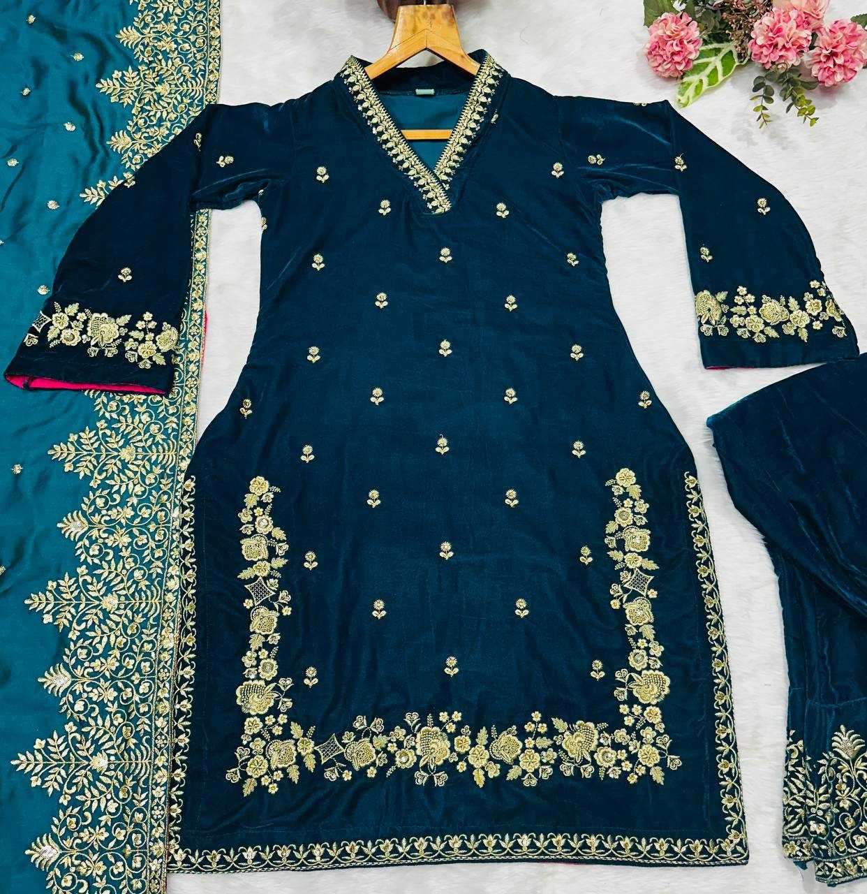 Ynf Velvet  Suits & Dresses Bollywood Collections Wholesale Embroidery Suits Sonakshi Sinha Collections Zari Work Suit Designer Suits Manufacturer - YNF Online