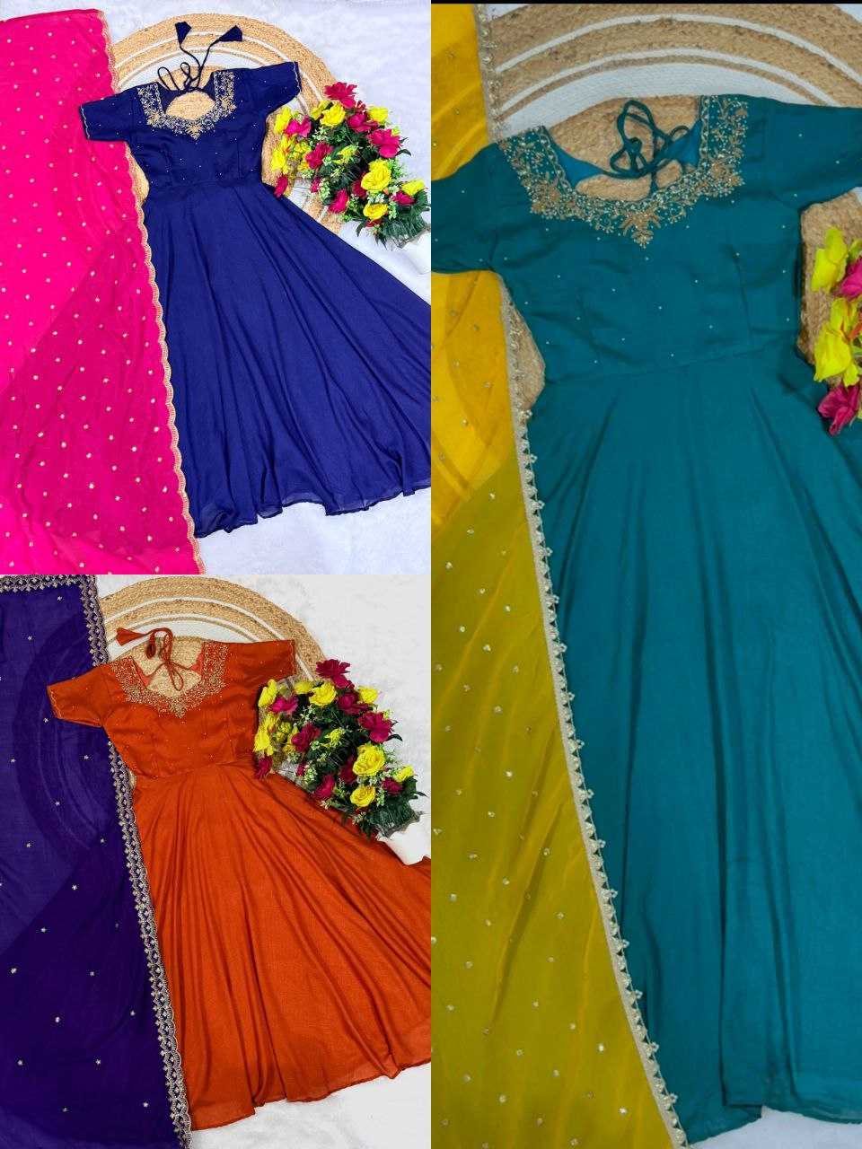 YNF Wholesale Vichitra Silk Embroidery Gowns KESH103 Gown | Surat Manufacturer