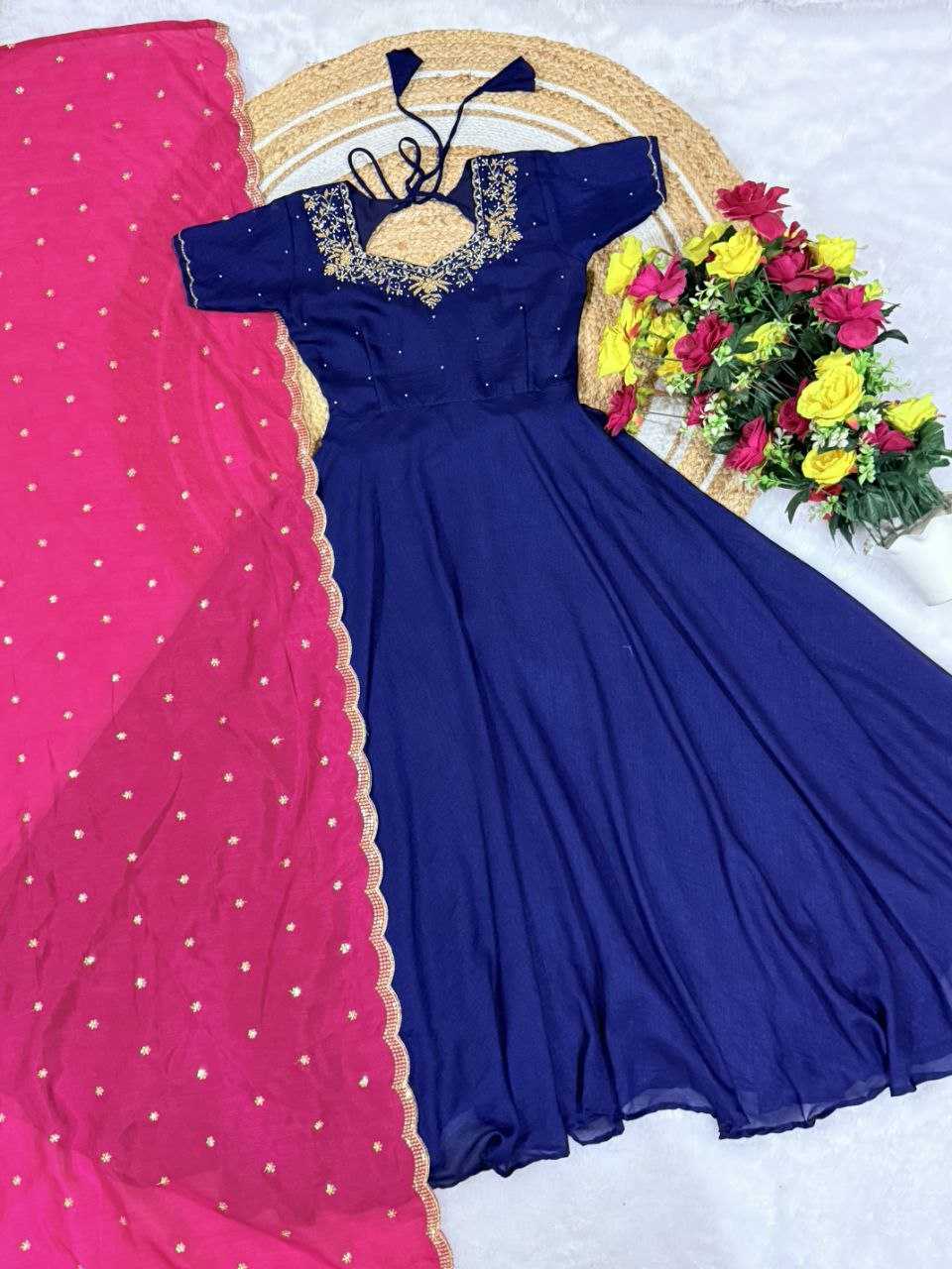 YNF Wholesale Vichitra Silk Embroidery Gowns KESH103 Gown | Surat Manufacturer