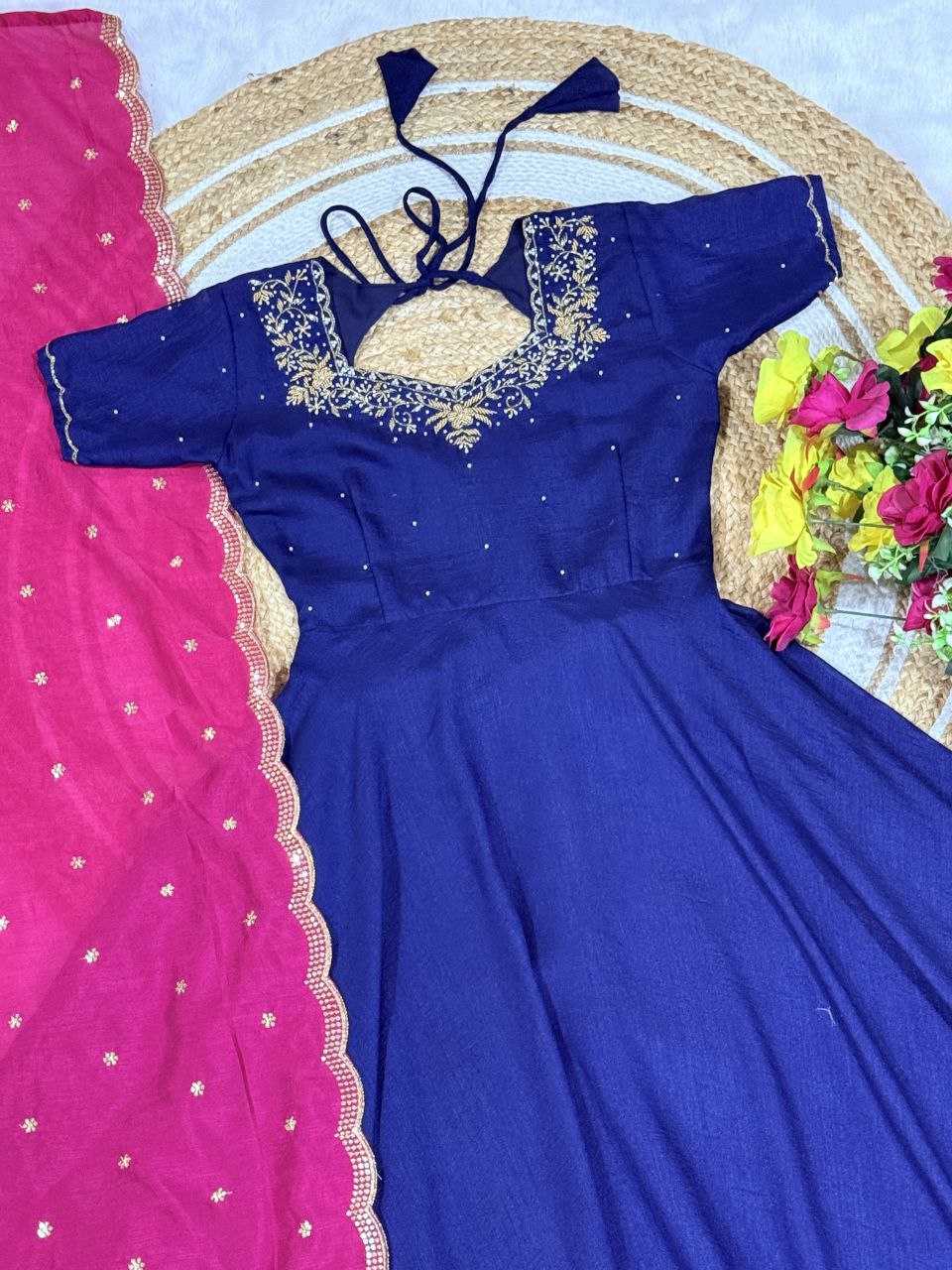 YNF Wholesale Vichitra Silk Embroidery Gowns KESH103 Gown | Surat Manufacturer