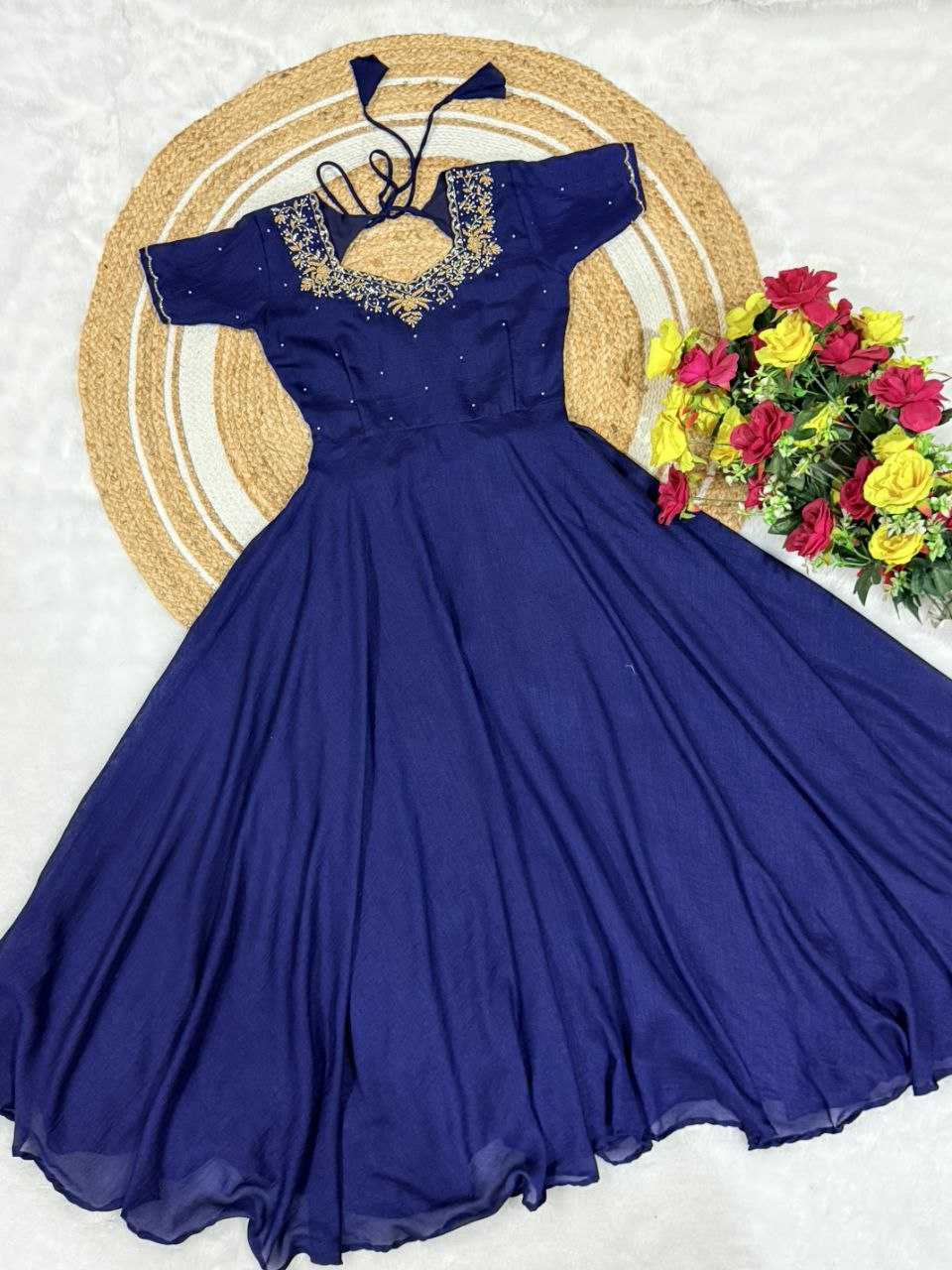YNF Wholesale Vichitra Silk Embroidery Gowns KESH103 Gown | Surat Manufacturer