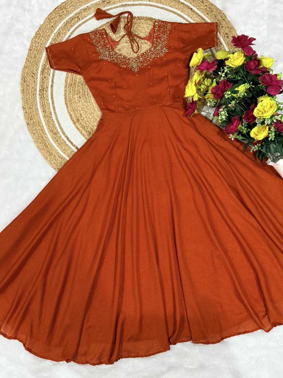 YNF Wholesale Vichitra Silk Embroidery Gowns KESH103 Gown | Surat Manufacturer