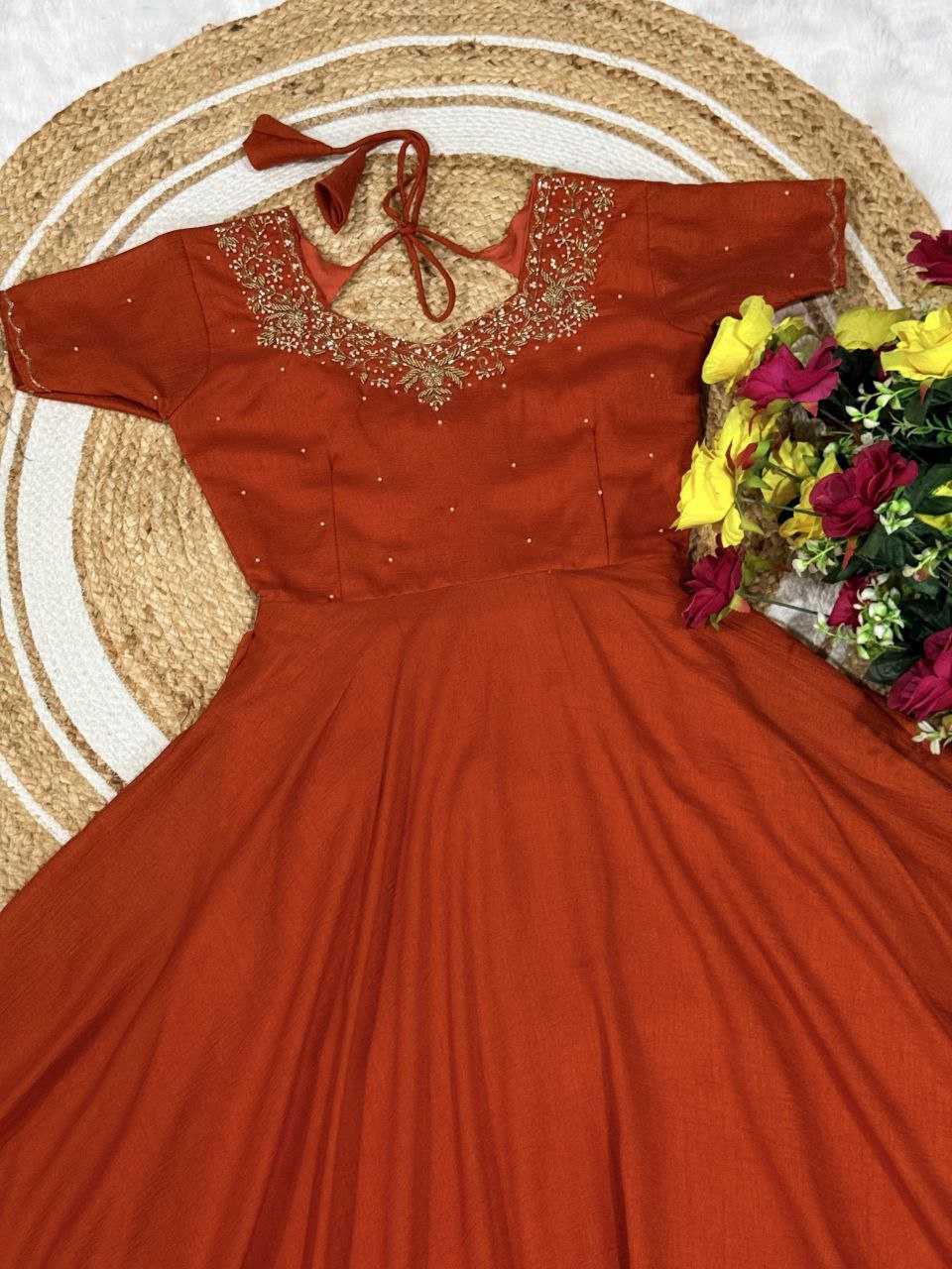 YNF Wholesale Vichitra Silk Embroidery Gowns KESH103 Gown | Surat Manufacturer