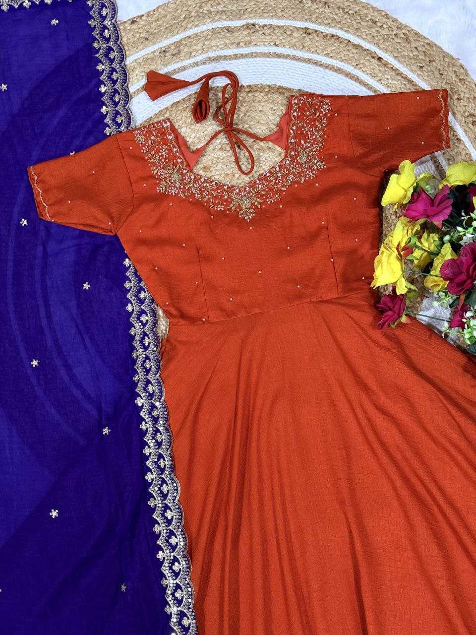 YNF Wholesale Vichitra Silk Embroidery Gowns KESH103 Gown | Surat Manufacturer