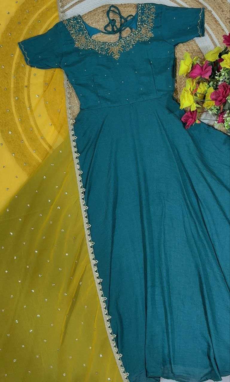 YNF Wholesale Vichitra Silk Embroidery Gowns KESH103 Gown | Surat Manufacturer