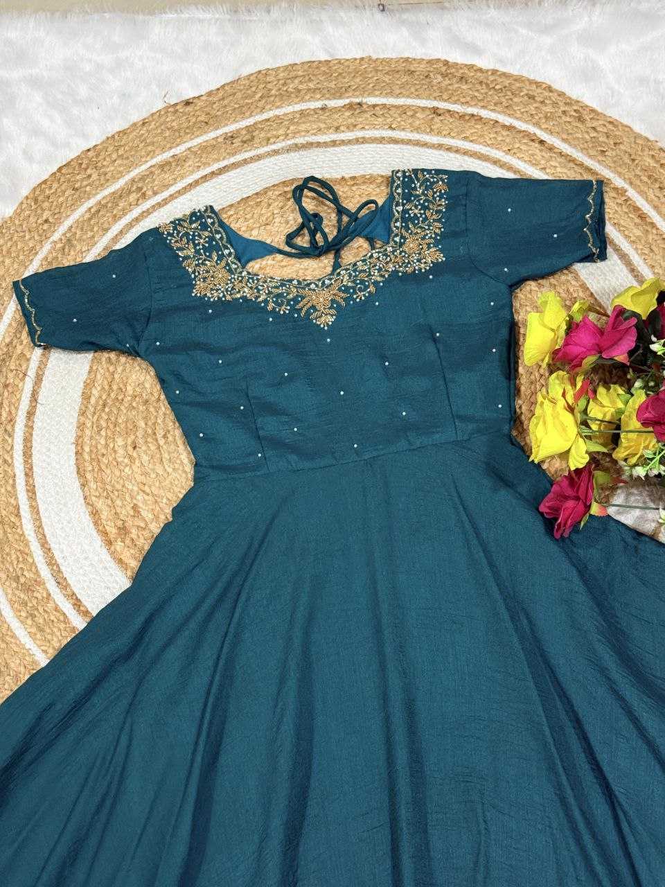 YNF Wholesale Vichitra Silk Embroidery Gowns KESH103 Gown | Surat Manufacturer