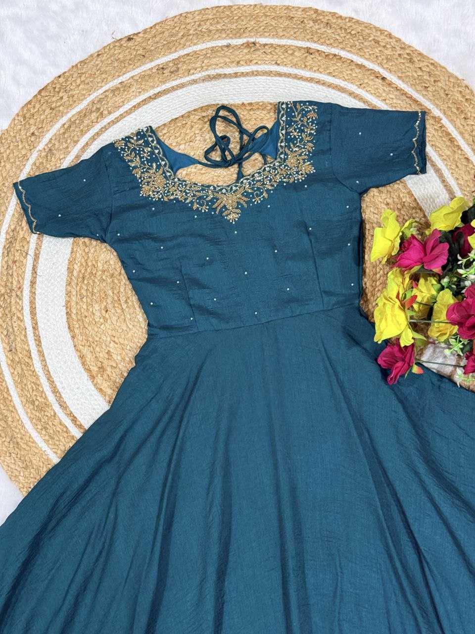 YNF Wholesale Vichitra Silk Embroidery Gowns KESH103 Gown | Surat Manufacturer