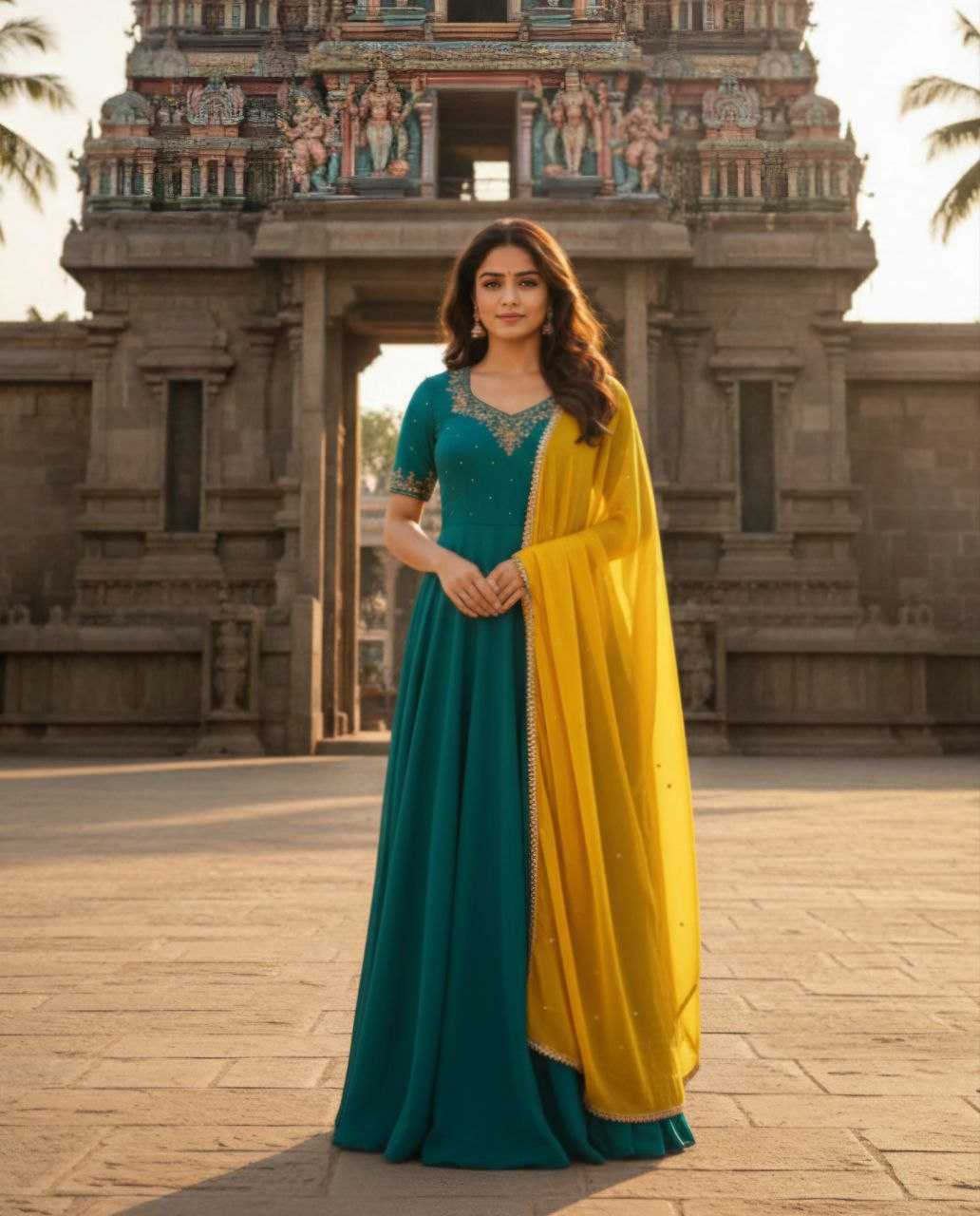 YNF Wholesale Vichitra Silk Embroidery Gowns KESH103 Gown | Surat Manufacturer