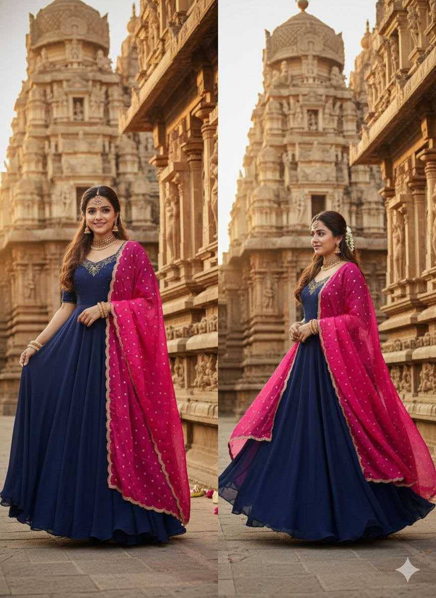 YNF Wholesale Vichitra Silk Embroidery Gowns KESH103 Gown | Surat Manufacturer