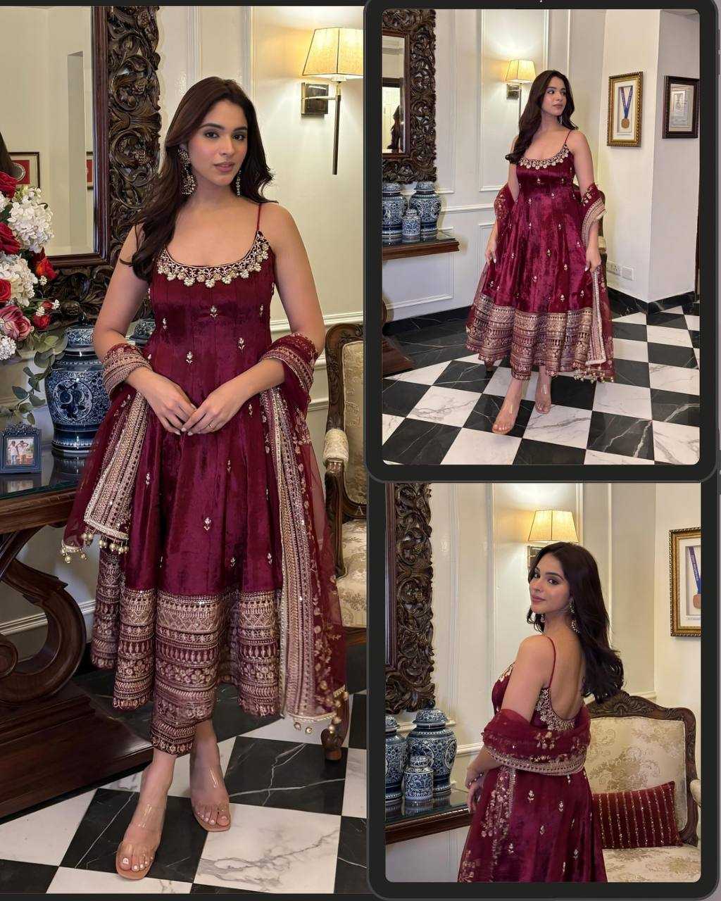 YNF Wholesale Vichitra Silk Embroidery Gowns KESH104 TD-6075 | Surat Manufacturer