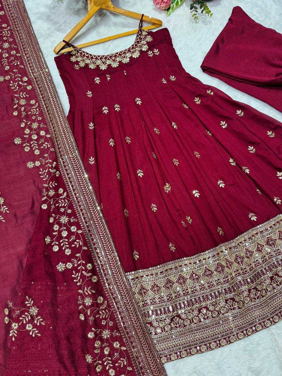 YNF Wholesale Vichitra Silk Embroidery Gowns KESH104 TD-6075 | Surat Manufacturer