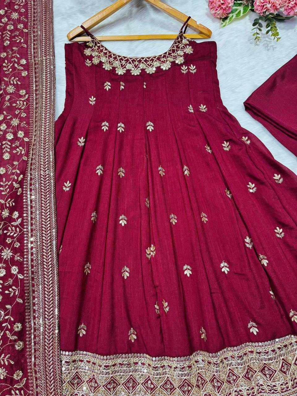 YNF Wholesale Vichitra Silk Embroidery Gowns KESH104 TD-6075 | Surat Manufacturer