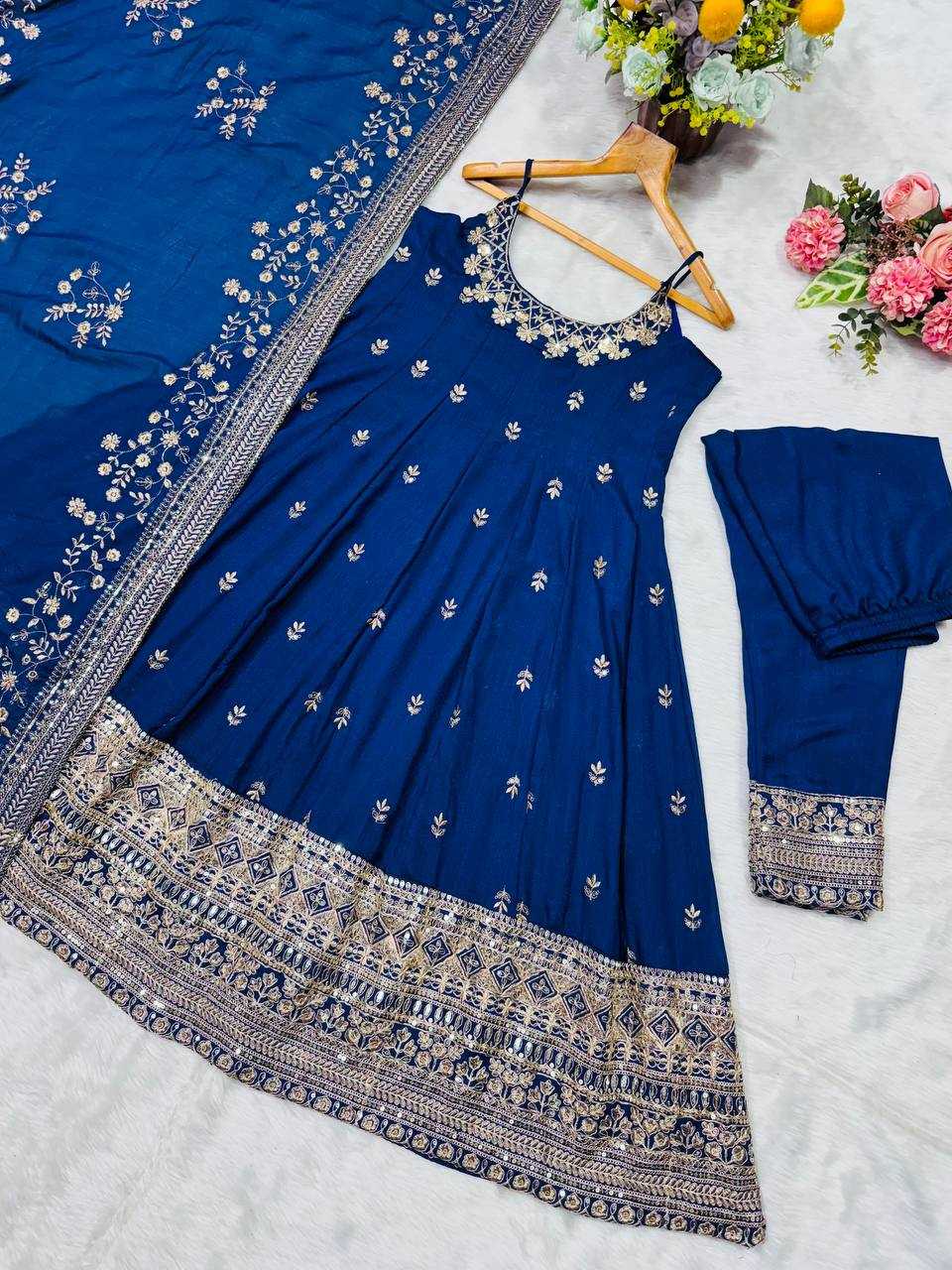 YNF Wholesale Vichitra Silk Embroidery Gowns KESH104 TD-6075 | Surat Manufacturer