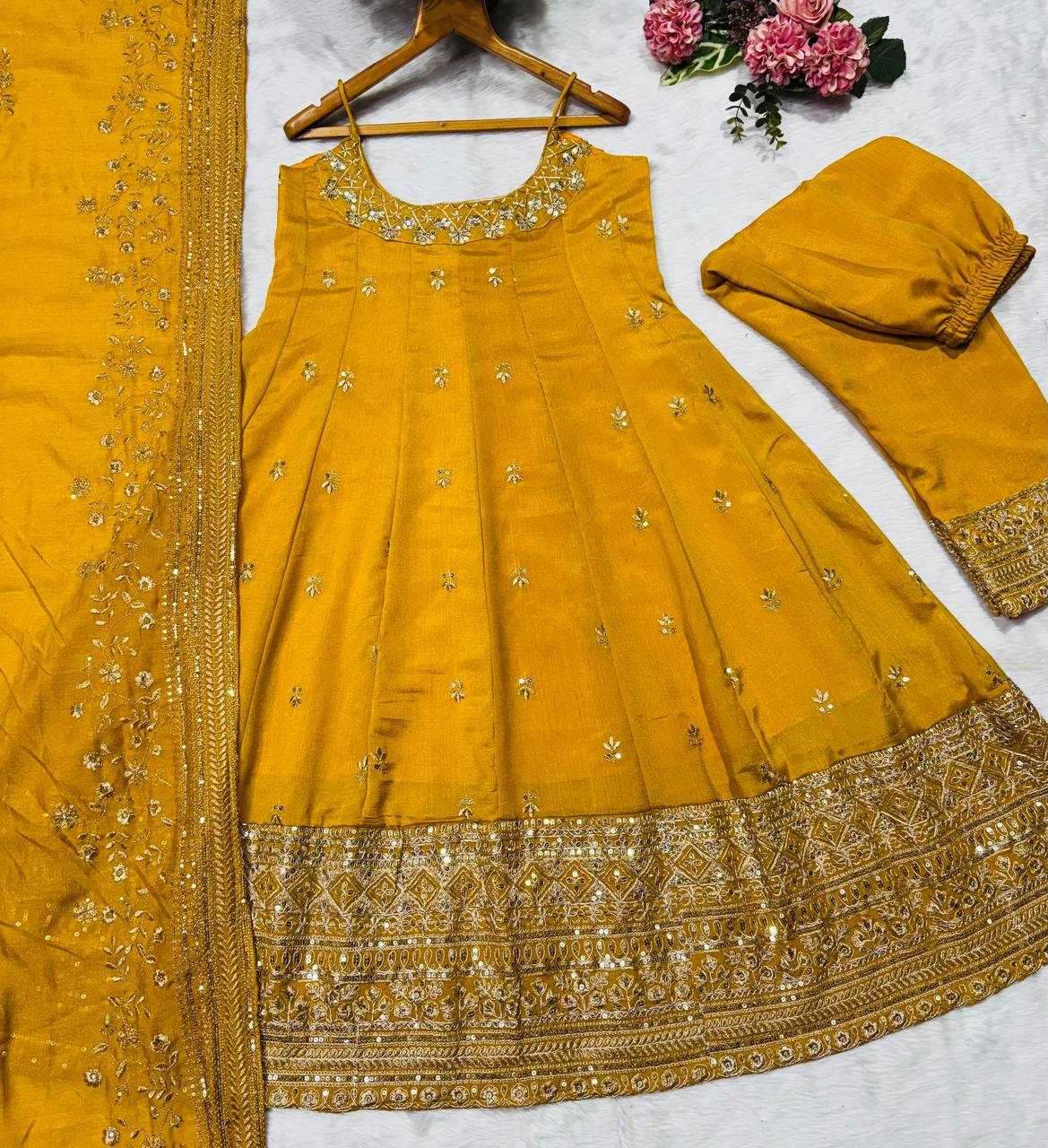 YNF Wholesale Vichitra Silk Embroidery Gowns KESH104 TD-6075 | Surat Manufacturer